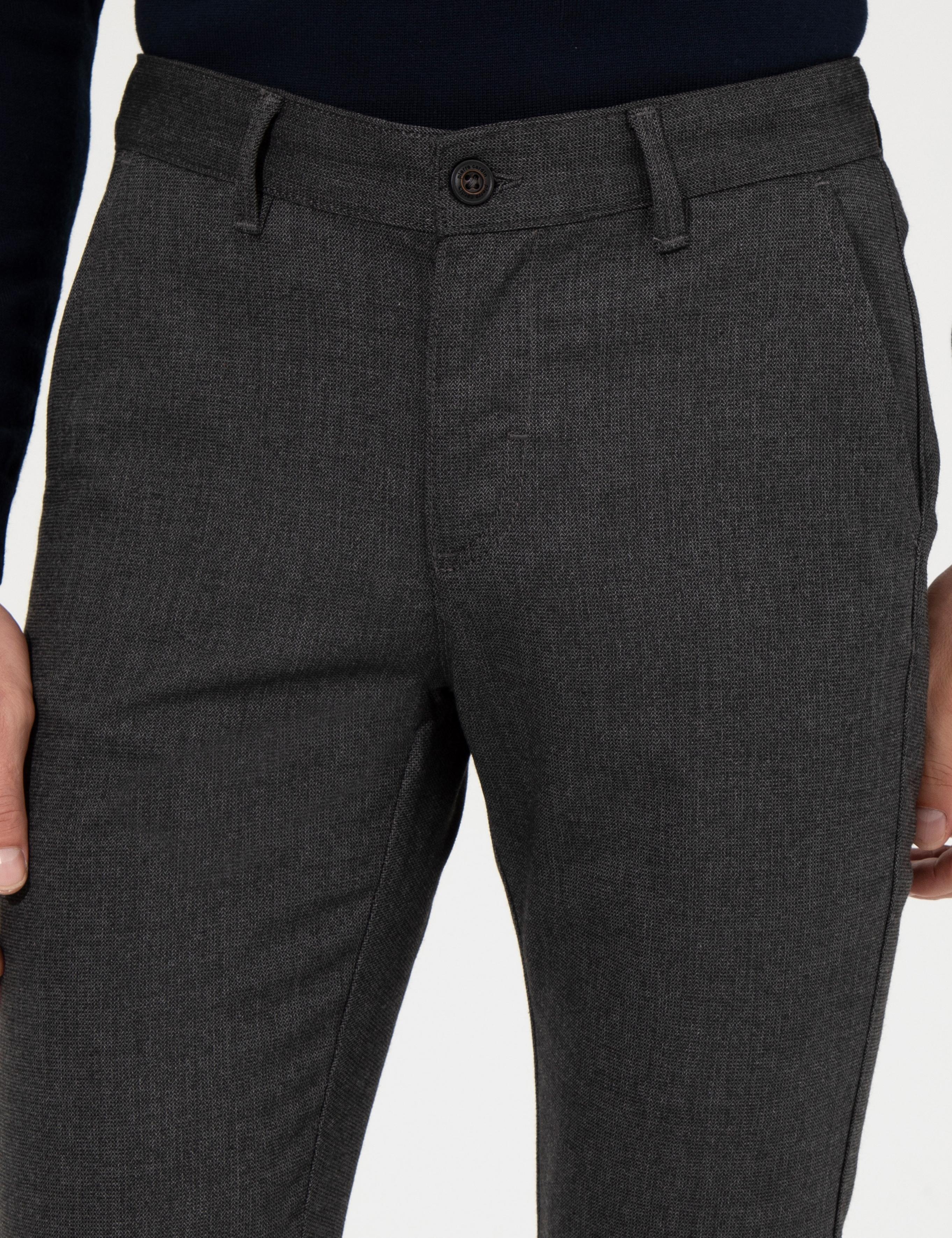 Siyah Slim Fit Kanvas Pantolon