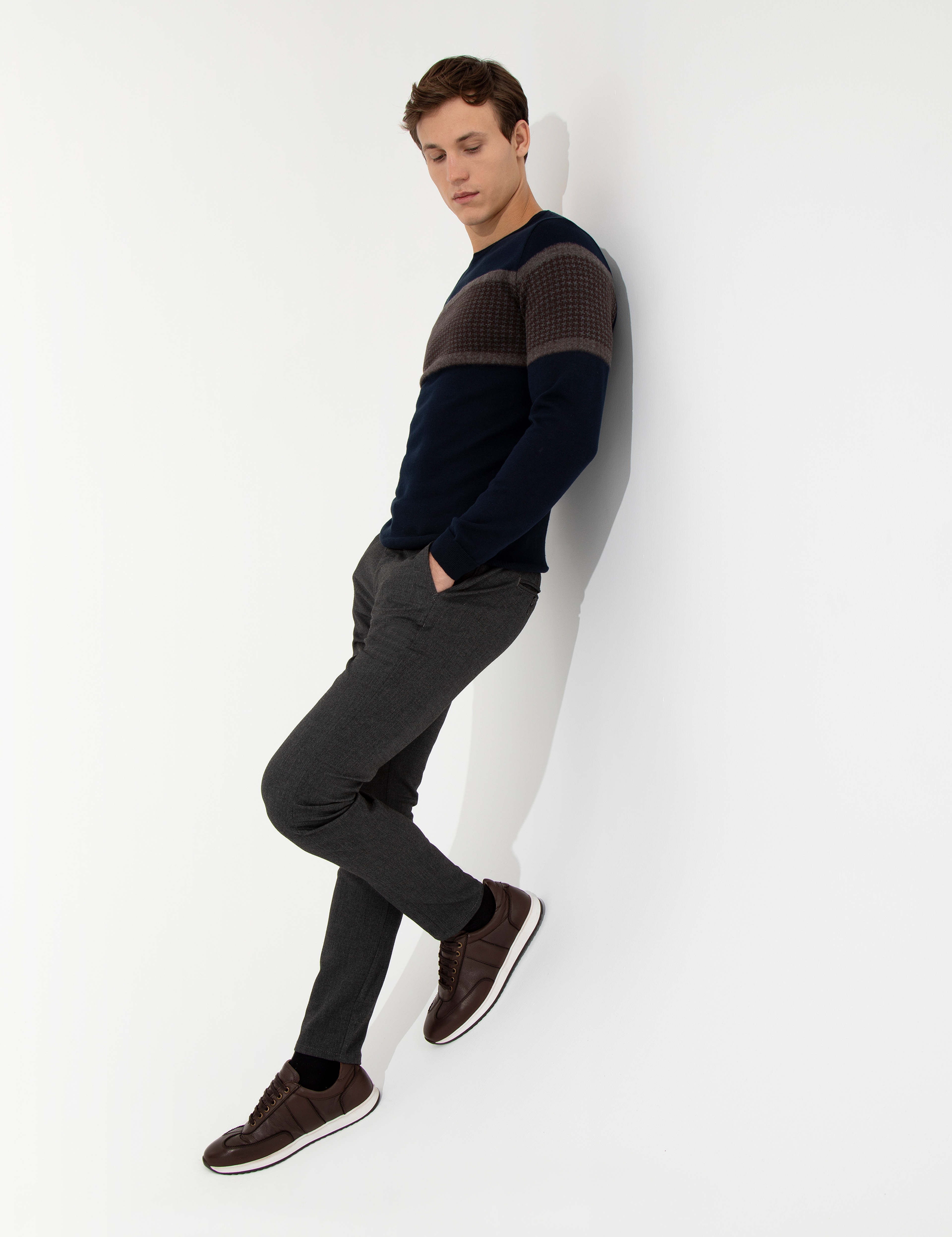 Siyah Slim Fit Kanvas Pantolon - Image 3