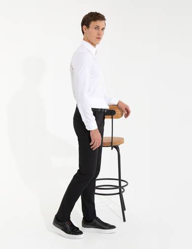 Siyah Slim Fit Kanvas Pantolon