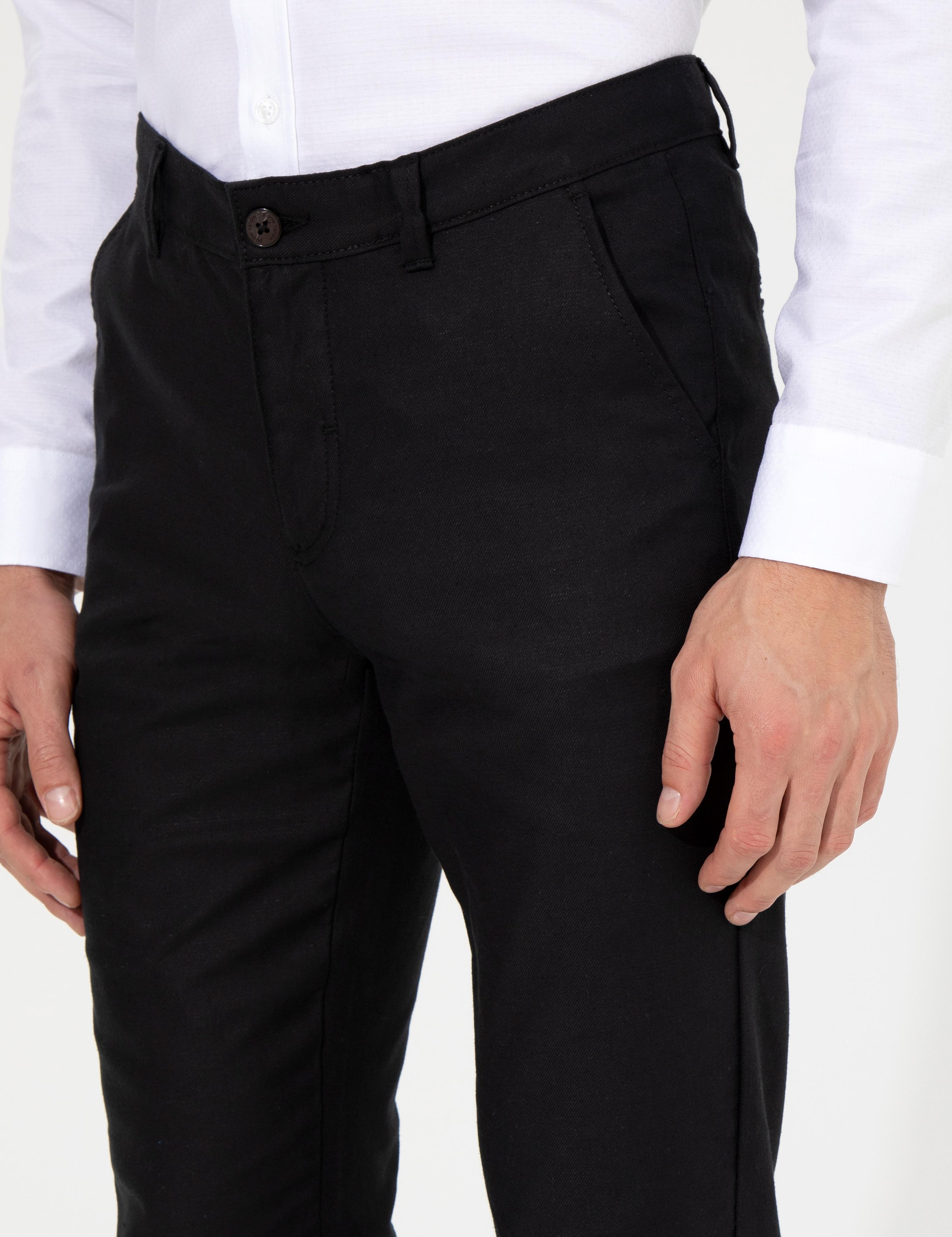 Siyah Slim Fit Kanvas Pantolon