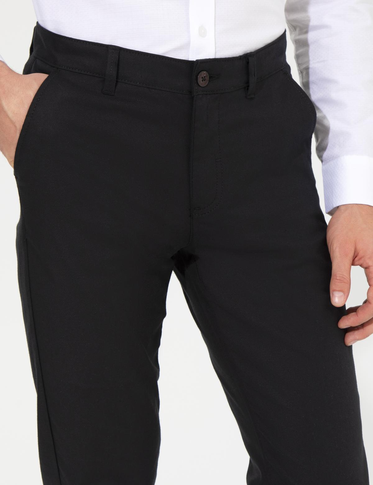 Siyah Slim Fit Kanvas Pantolon - 50263250104