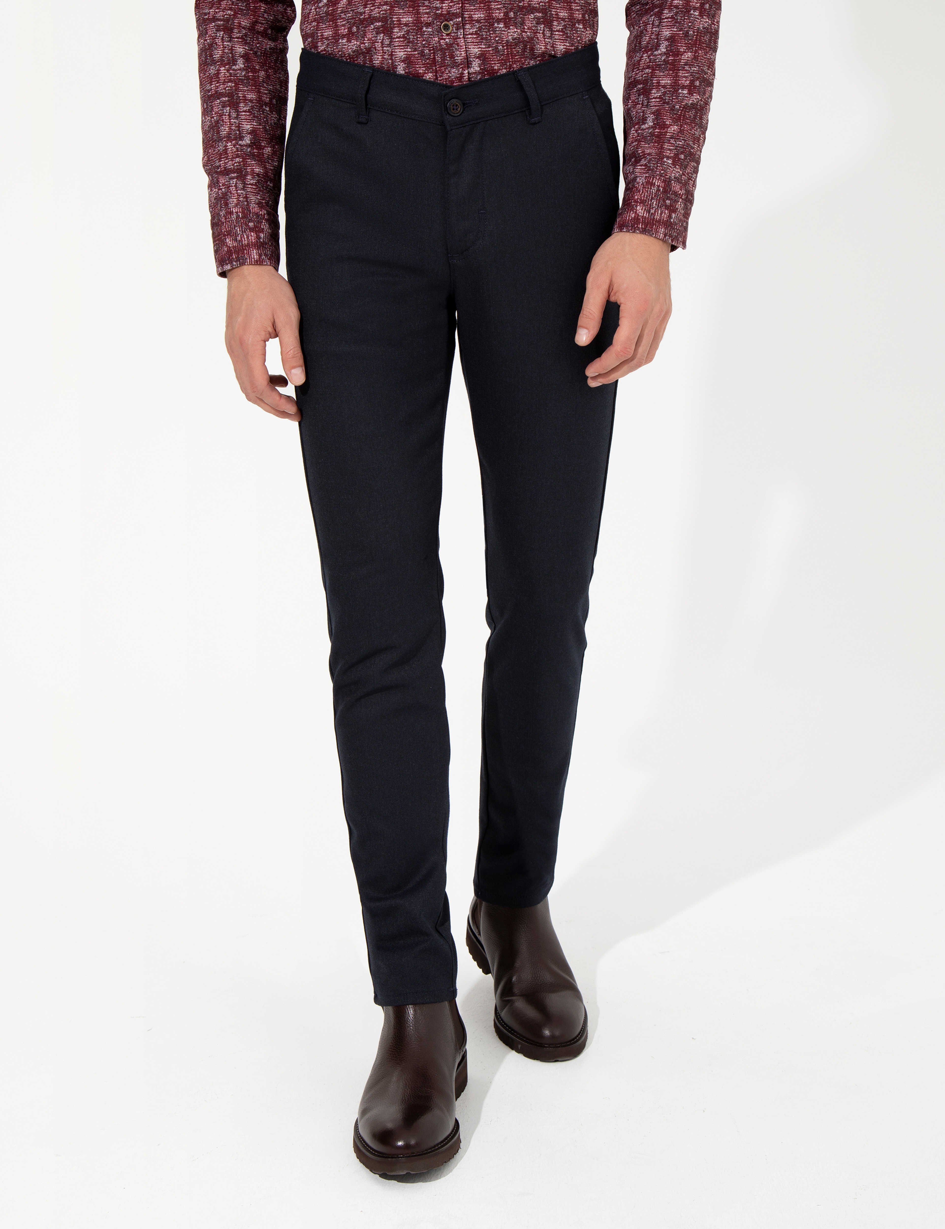 Lacivert Slim Fit Kanvas Pantolon - Image 2