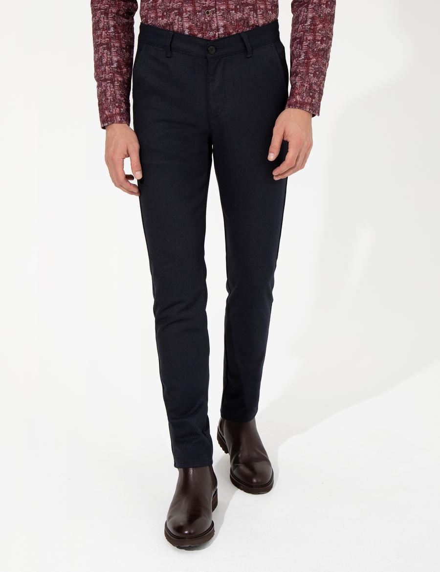 Lacivert Slim Fit Kanvas Pantolon