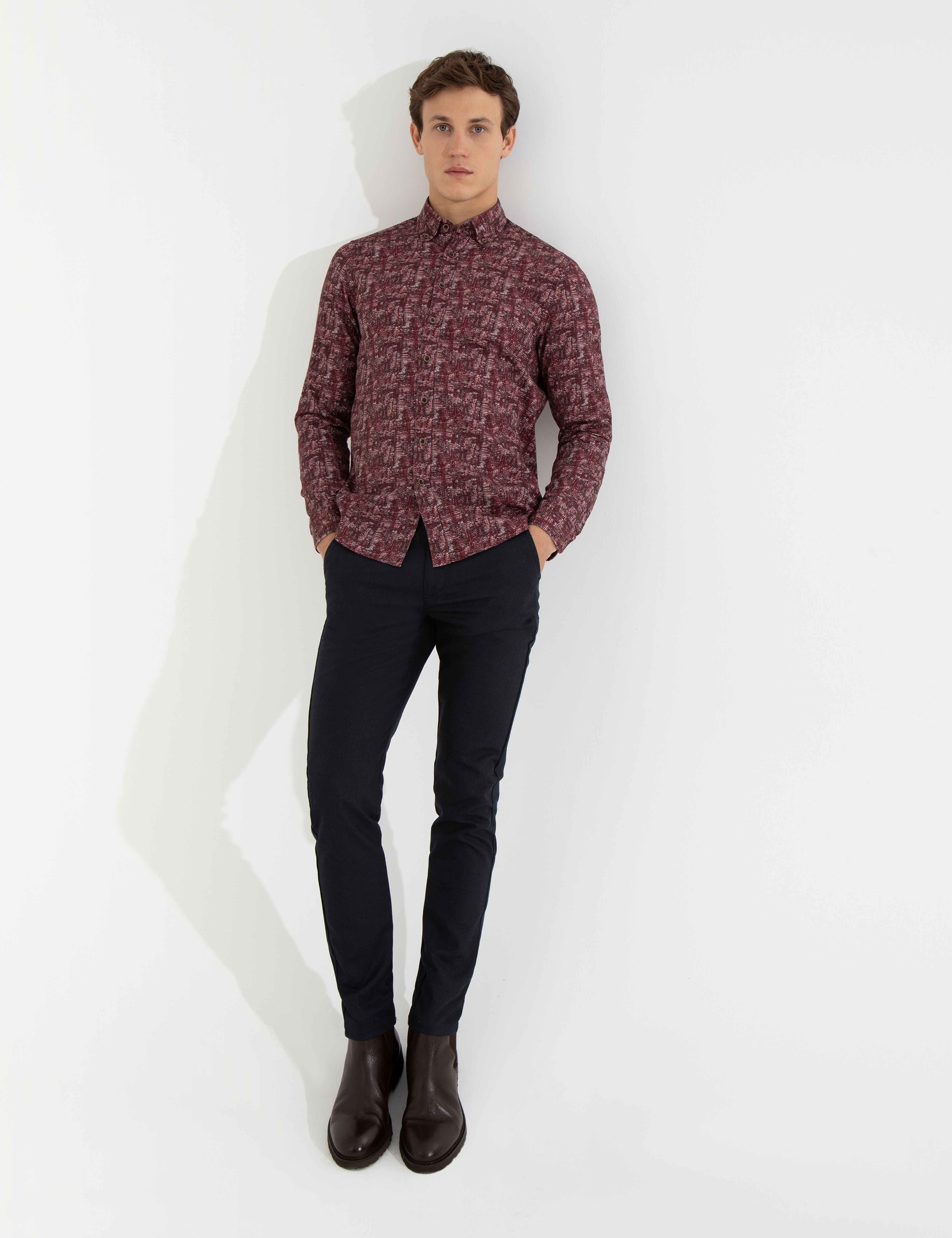 Lacivert Slim Fit Kanvas Pantolon - Image 1