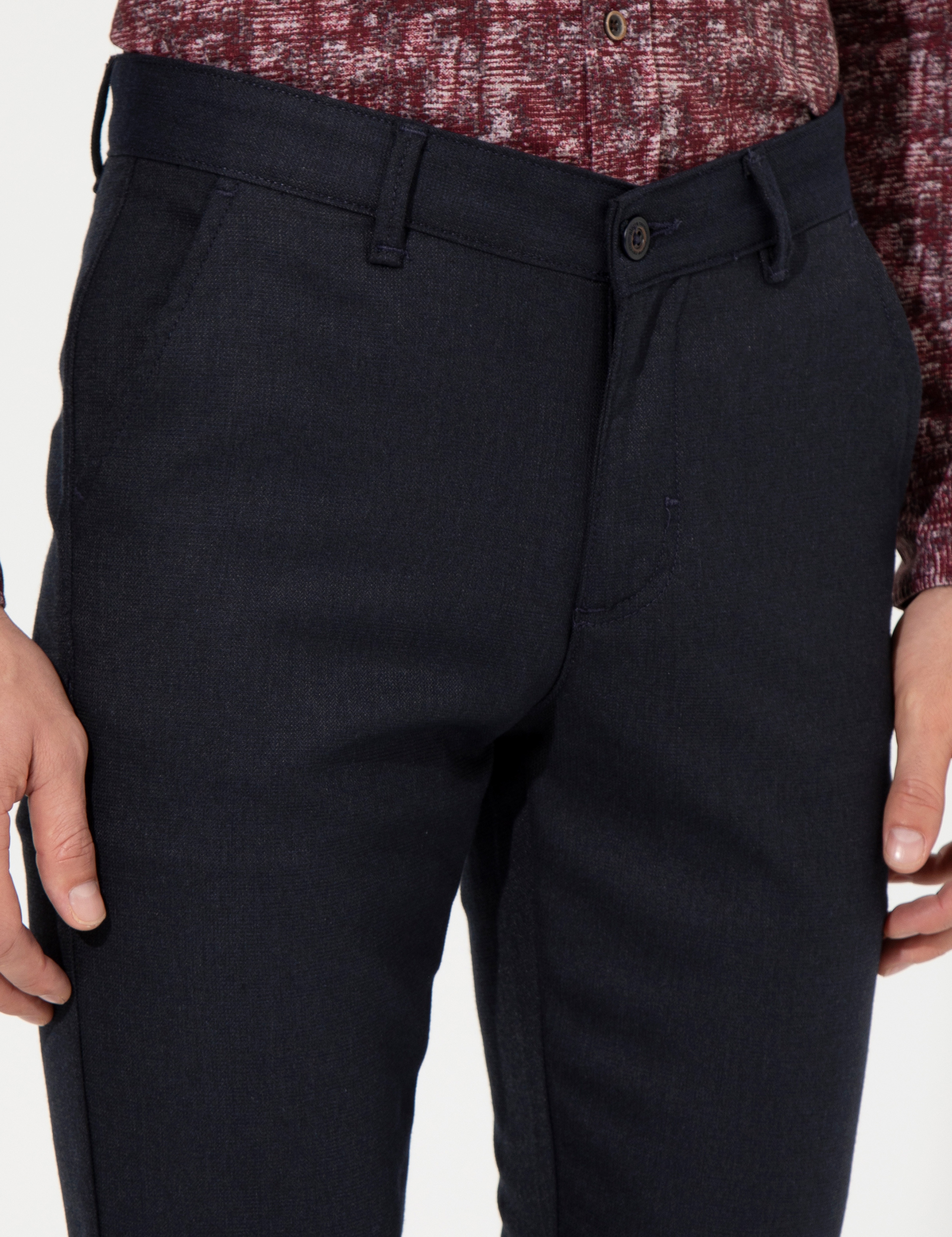 Lacivert Slim Fit Kanvas Pantolon - Image 5