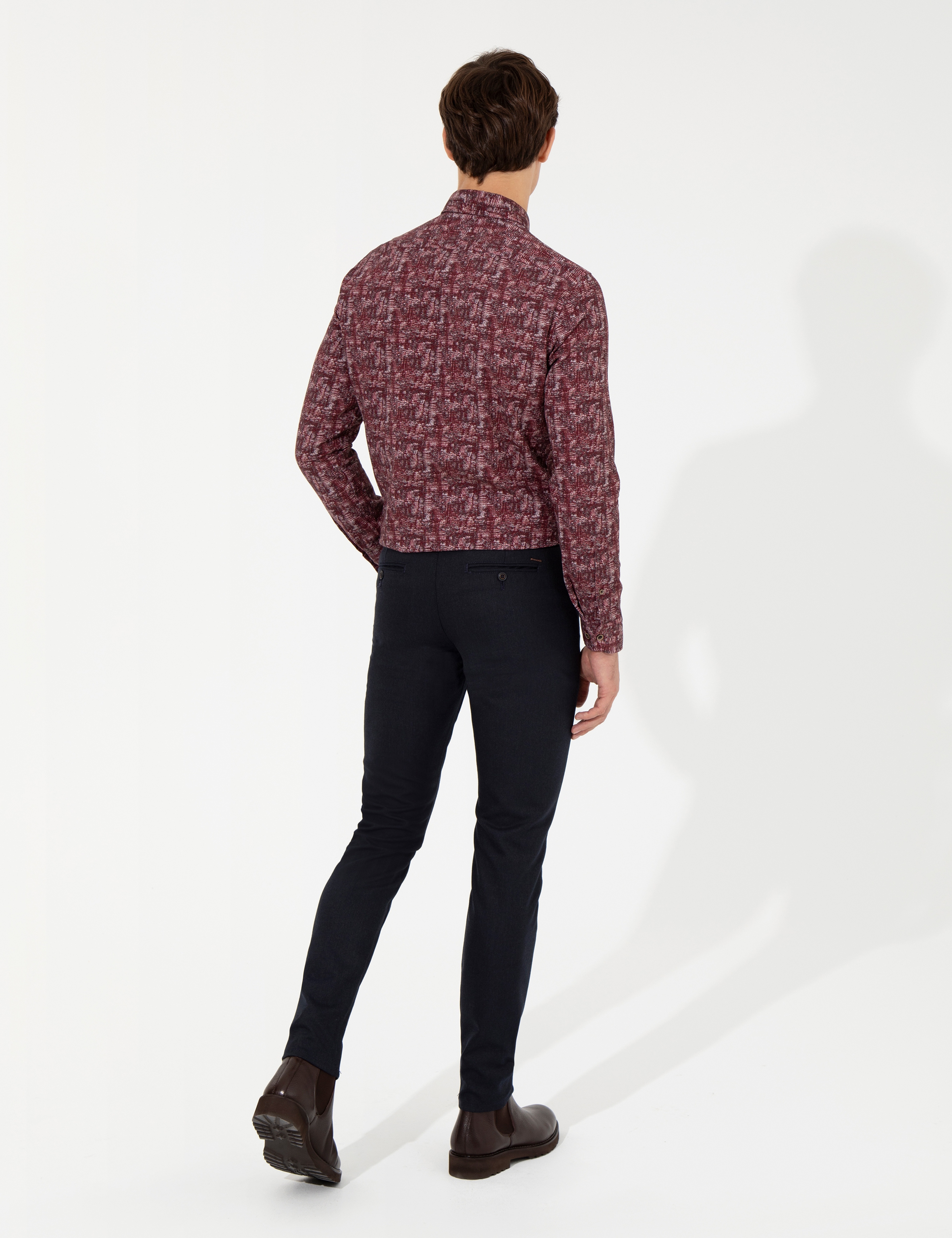 Lacivert Slim Fit Kanvas Pantolon
