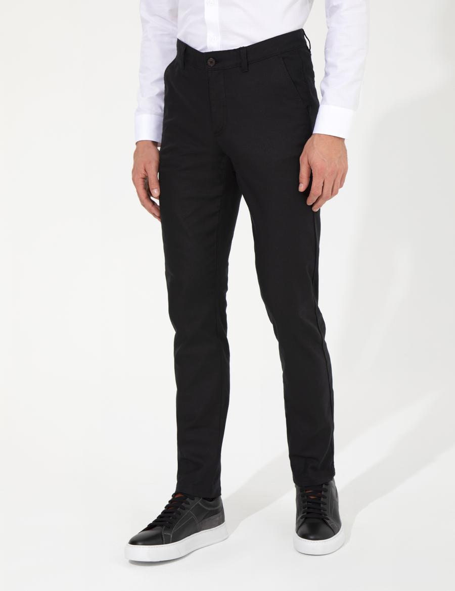 Siyah Slim Fit Kanvas Pantolon
