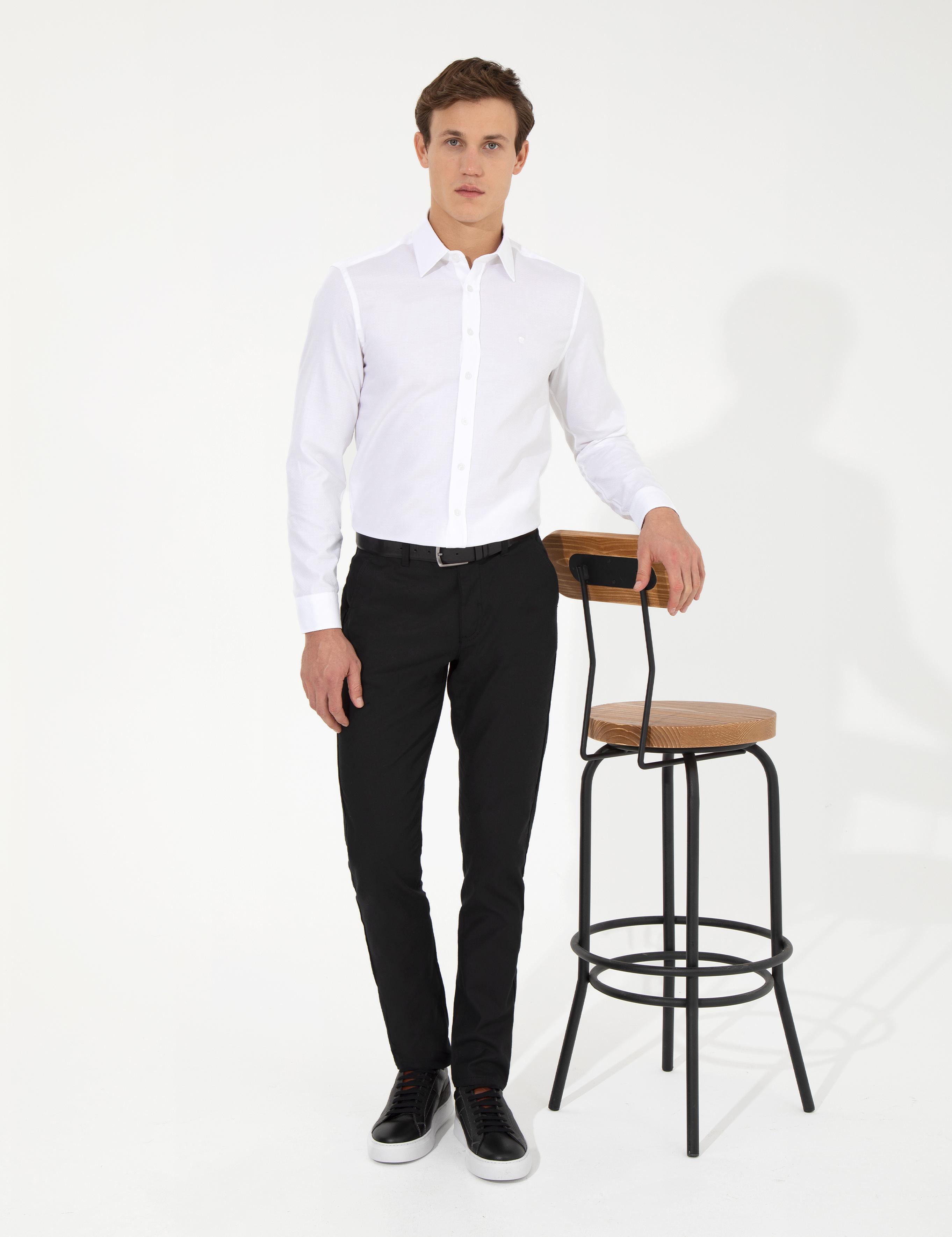 Siyah Slim Fit Kanvas Pantolon