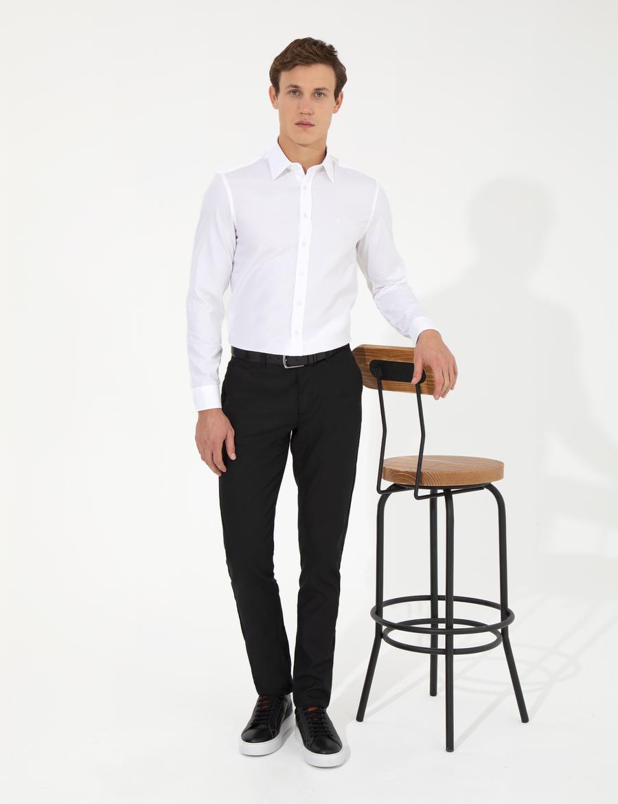 Siyah Slim Fit Kanvas Pantolon