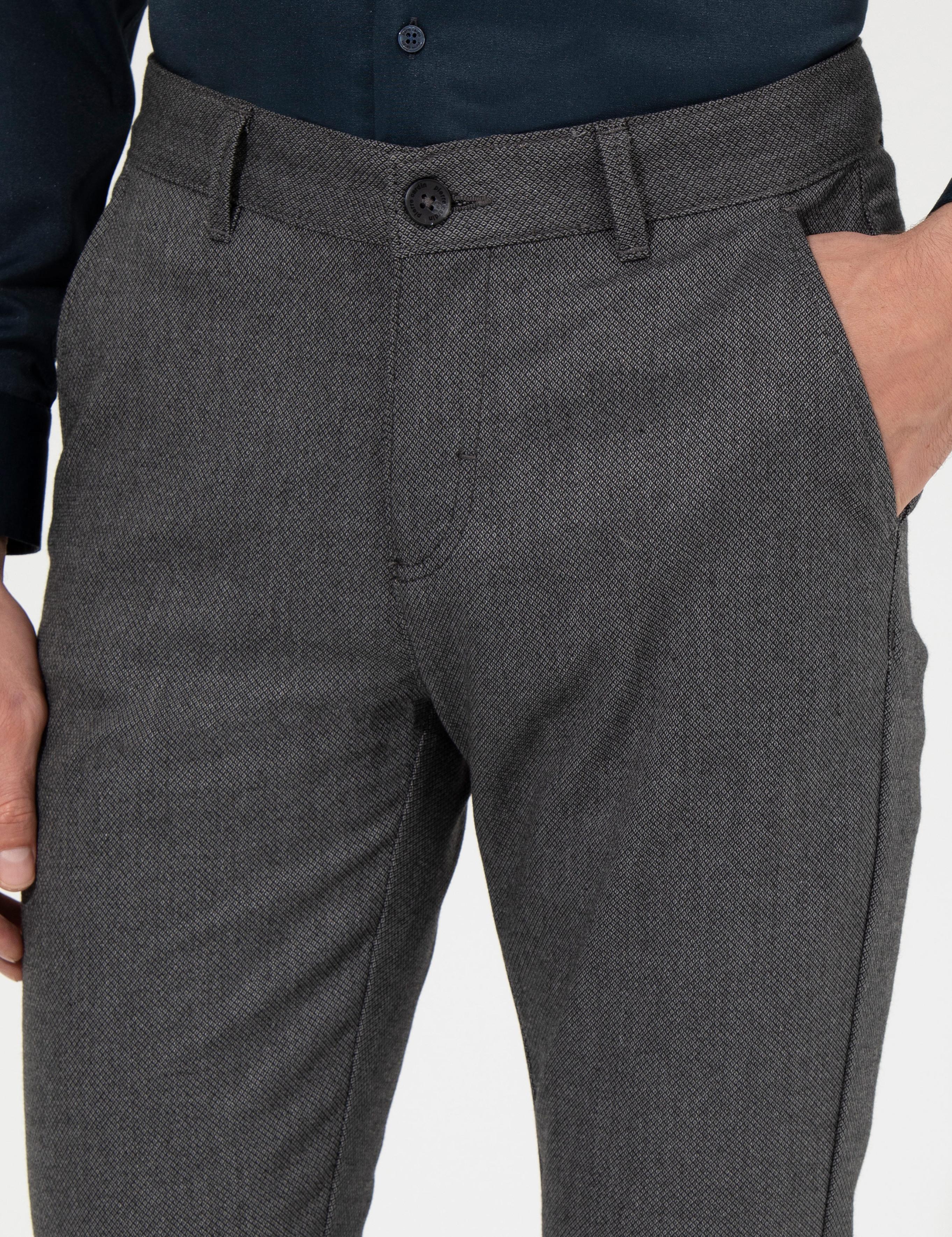 Antrasit Slim Fit Kanvas Pantolon