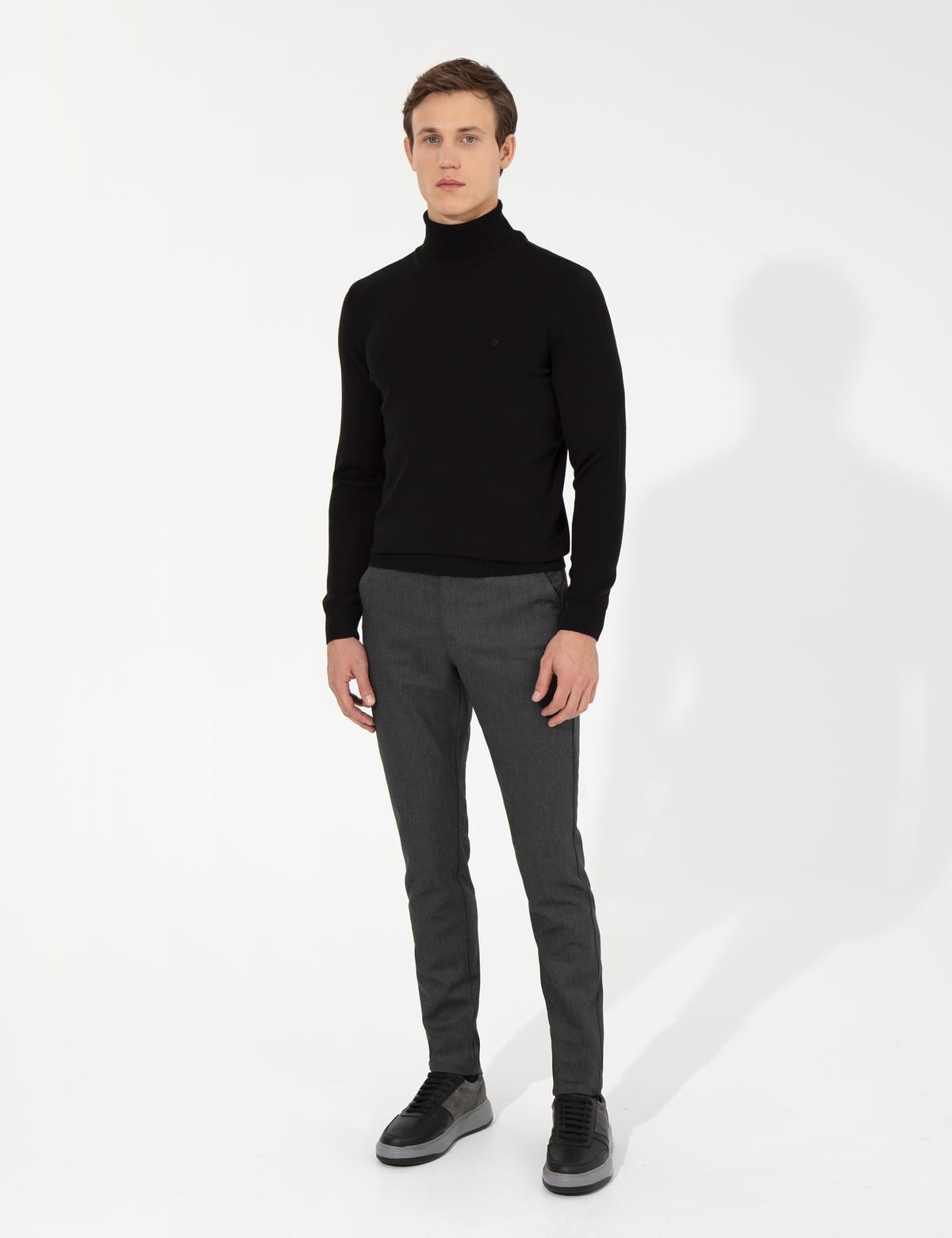 Siyah Slim Fit Kanvas Pantolon