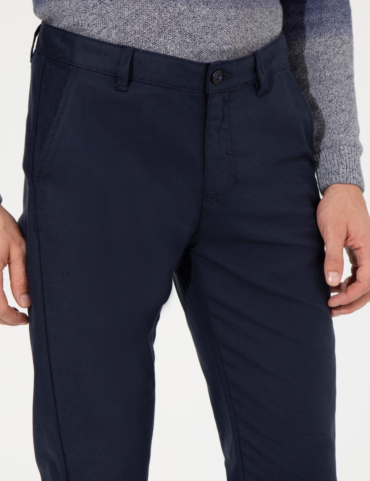 Lacivert Slim Fit Kanvas Pantolon - 50263250041