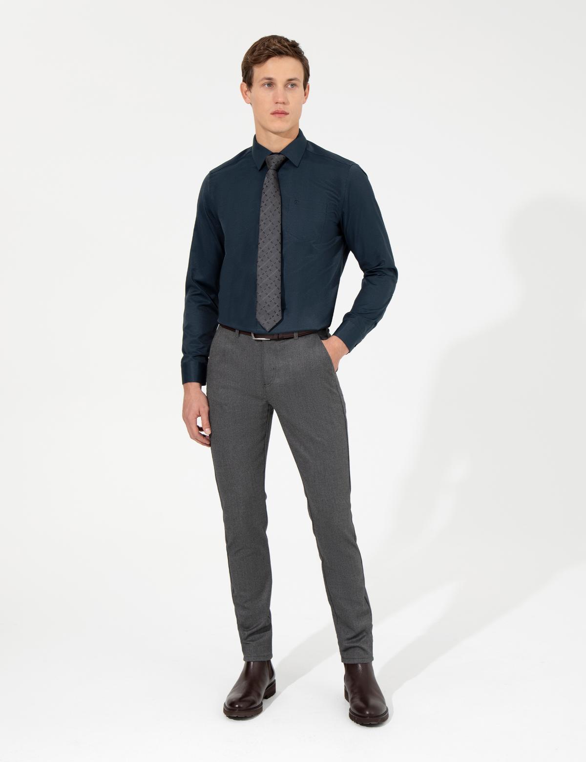 Antrasit Slim Fit Kanvas Pantolon - 50263190041