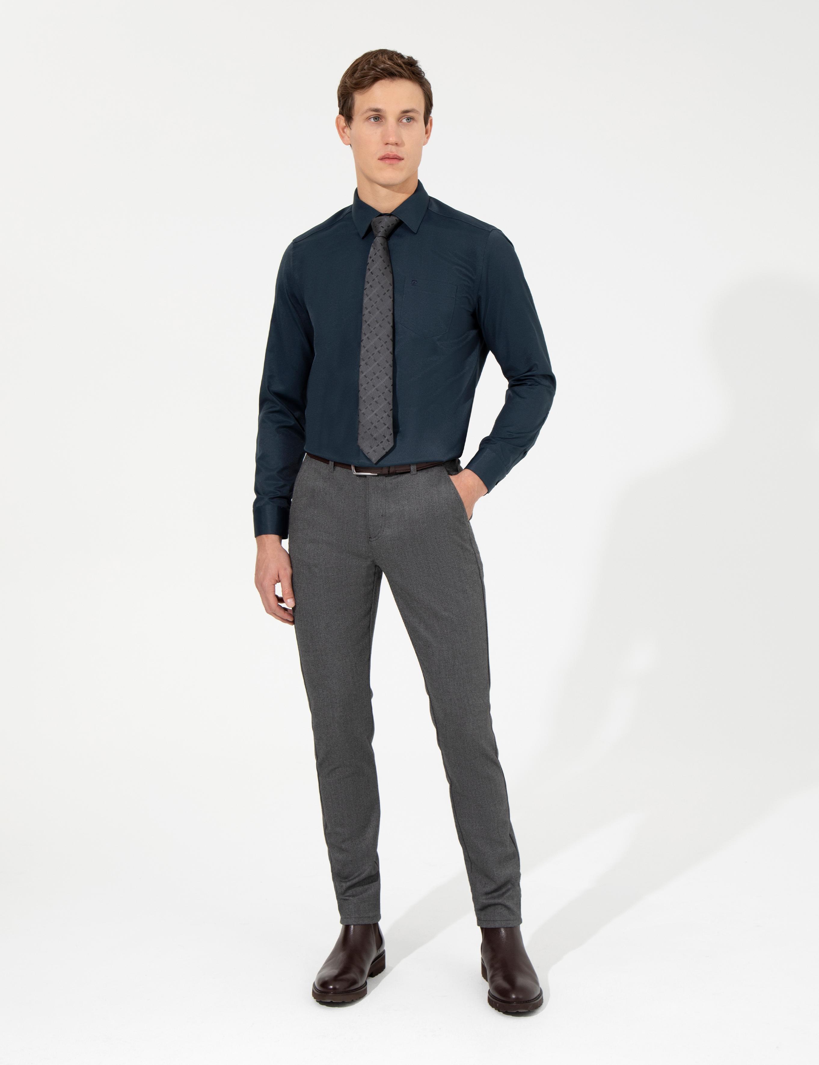 Antrasit Slim Fit Kanvas Pantolon
