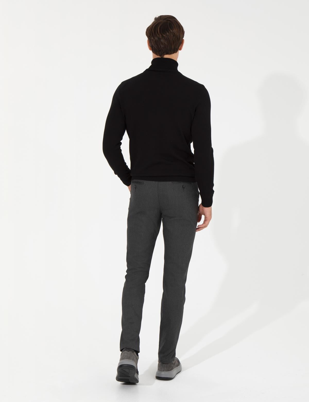 Siyah Slim Fit Kanvas Pantolon - 50263190125