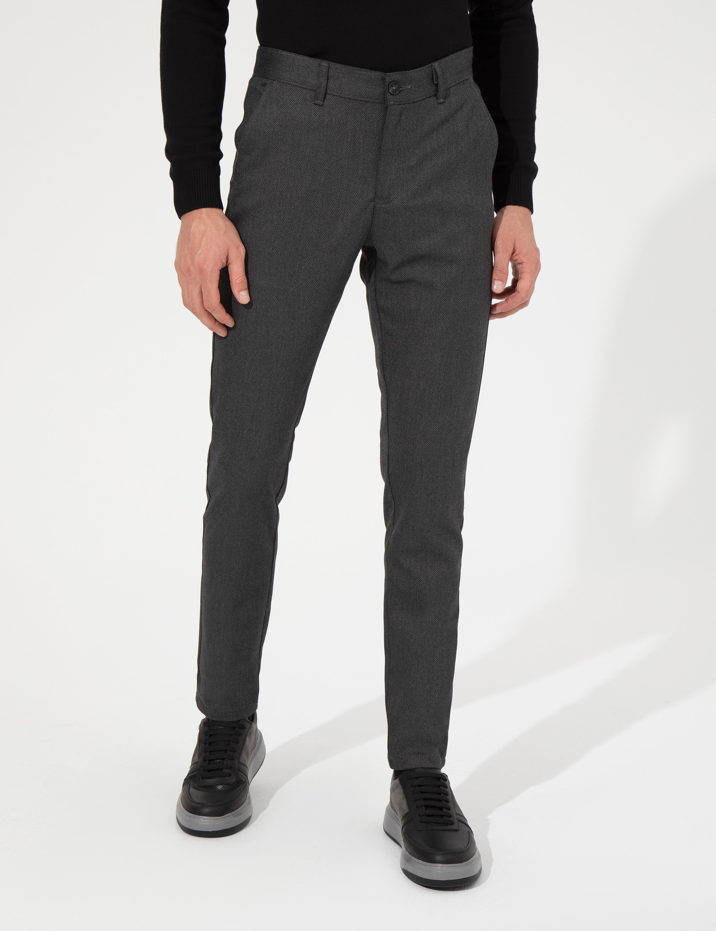 Siyah Slim Fit Kanvas Pantolon
