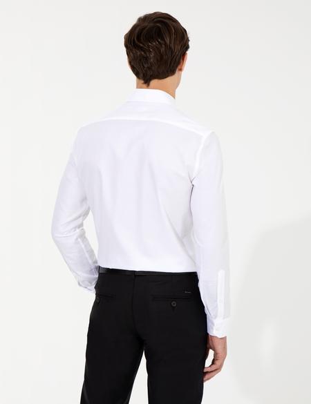 Beyaz Slim Fit Armürlü Gömlek - 50259498007