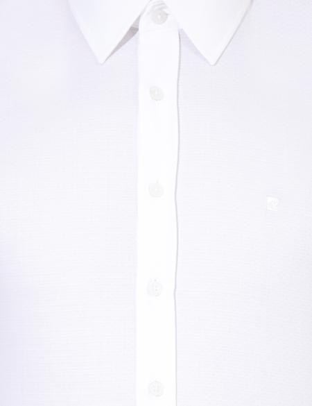 Beyaz Slim Fit Armürlü Gömlek - 50259498007