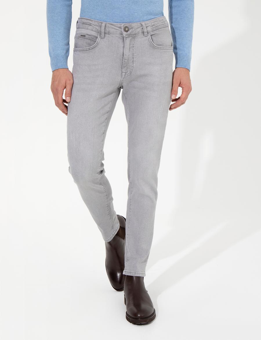 Açık Gri Slim Fit Jean Pantolon