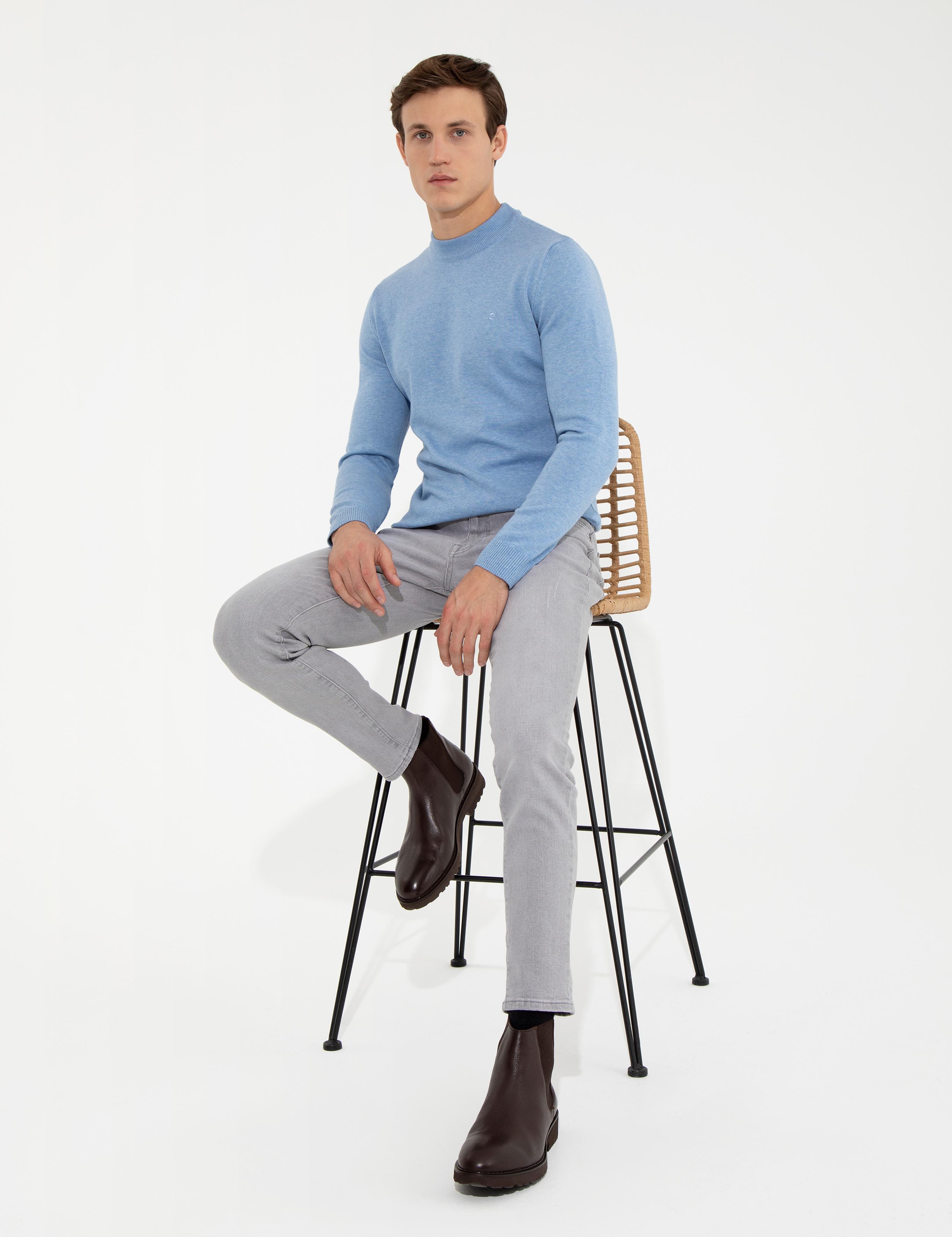 Açık Gri Slim Fit Jean Pantolon