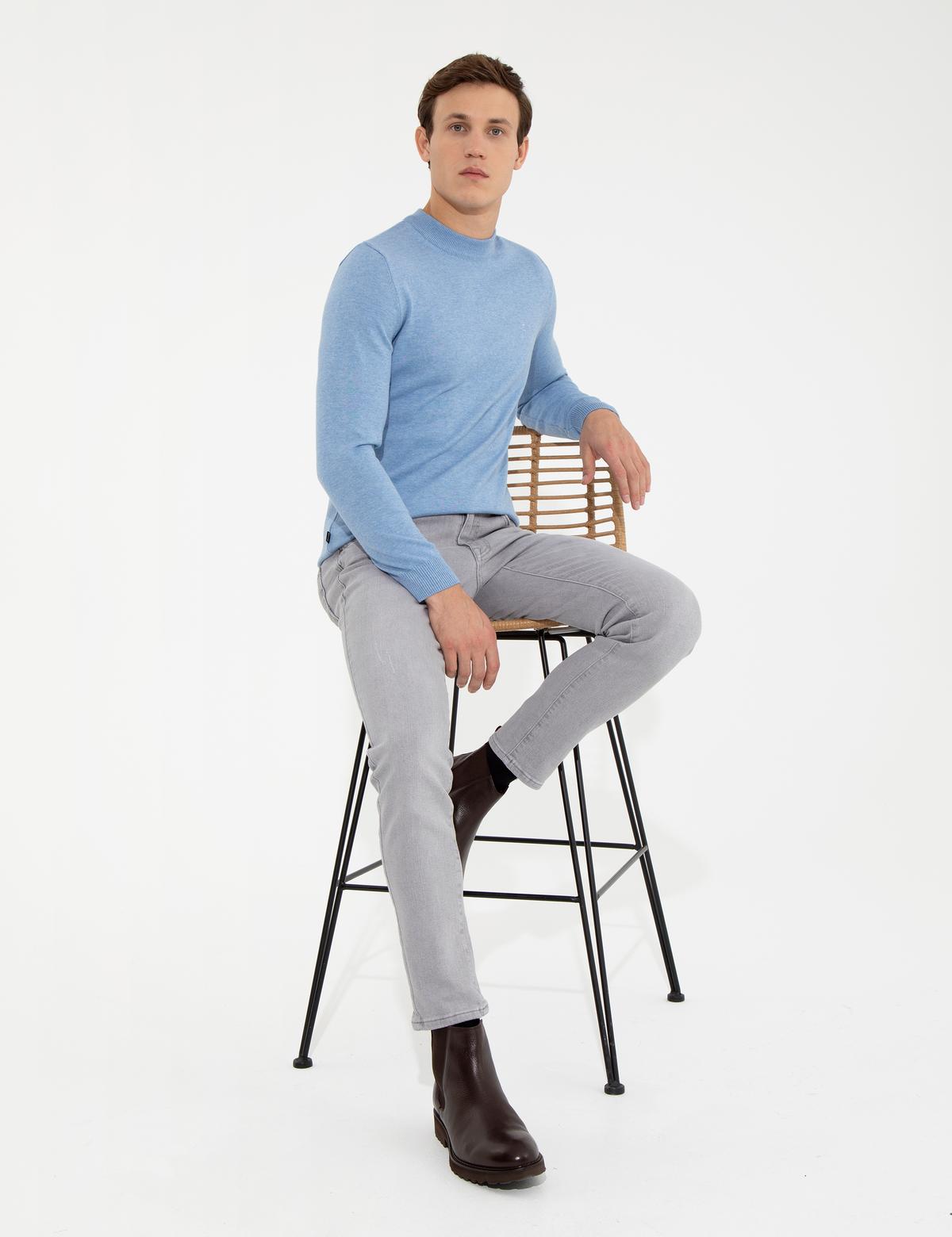 Açık Gri Slim Fit Jean Pantolon