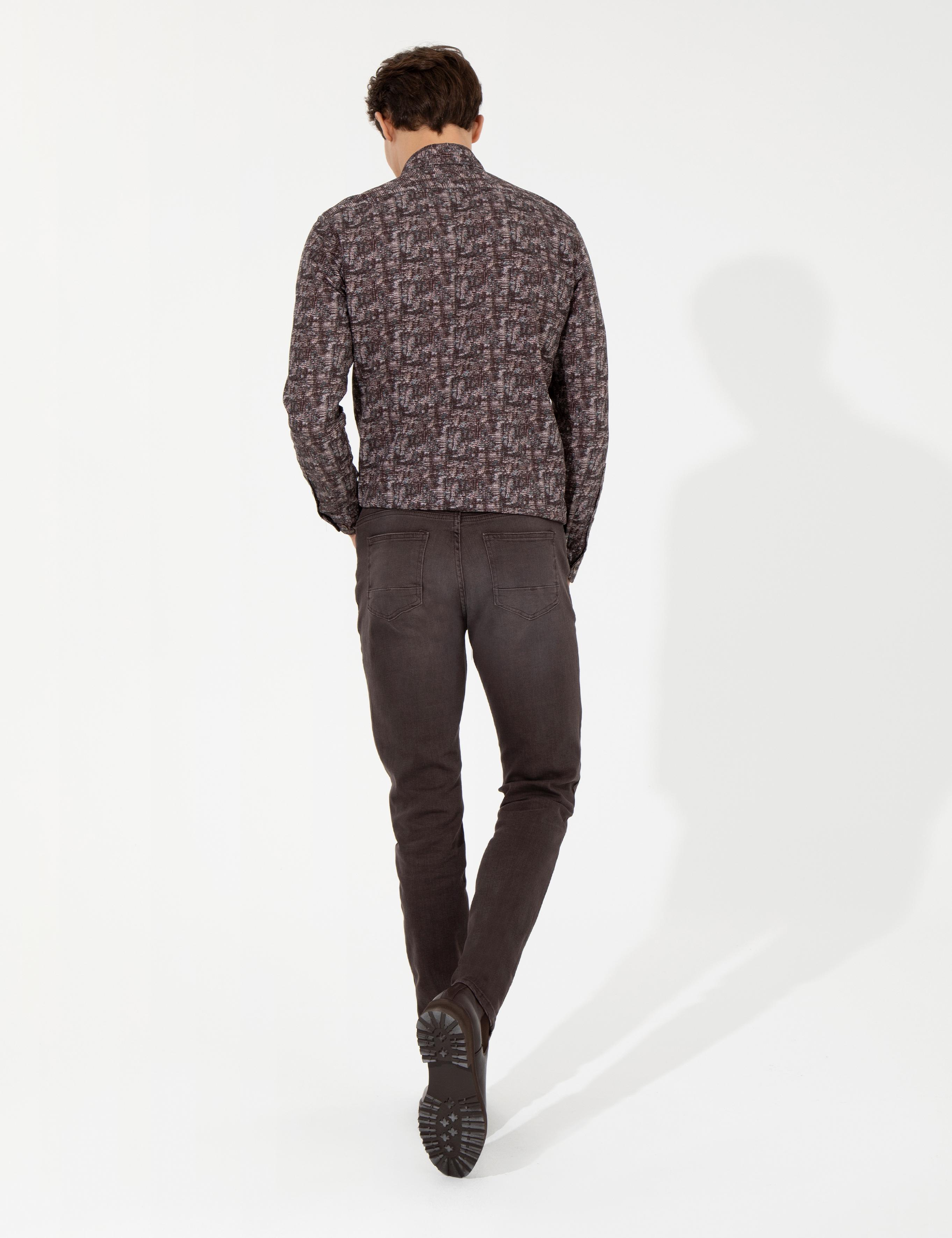 Kahverengi Slim Fit Jean Pantolon