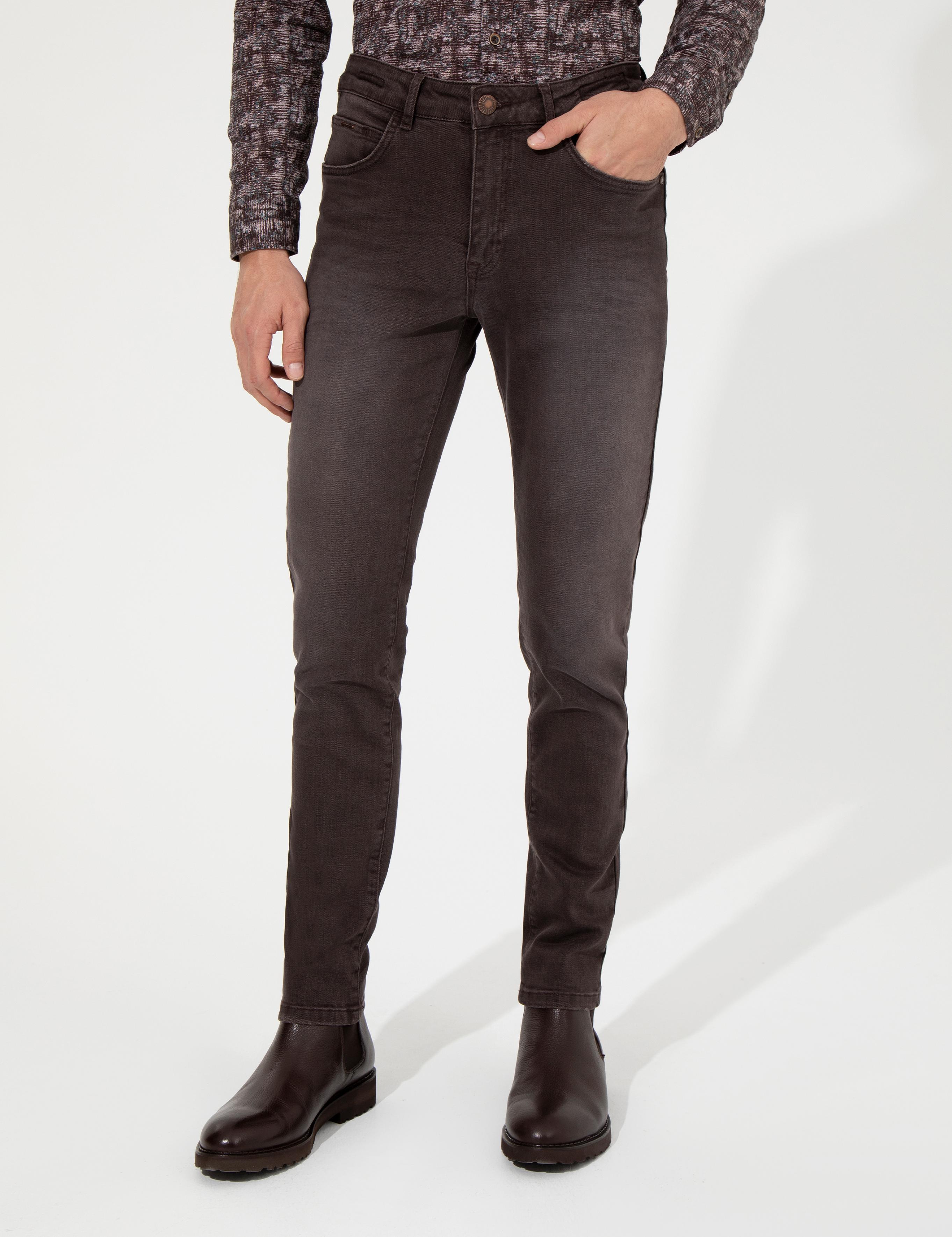 Kahverengi Slim Fit Jean Pantolon