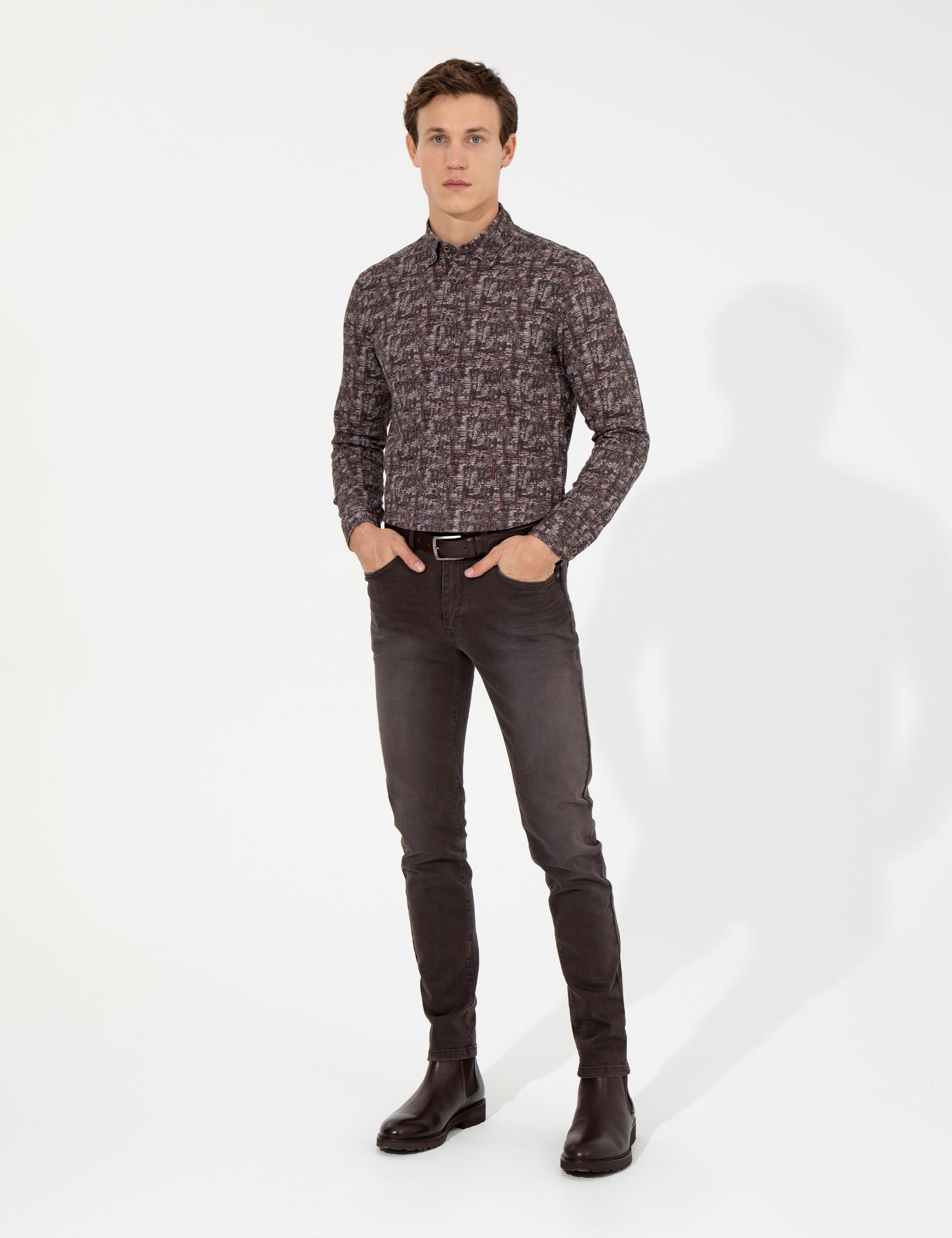 Kahverengi Slim Fit Jean Pantolon