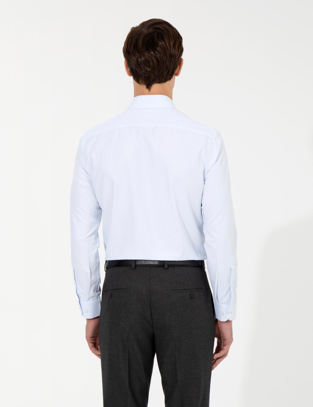 Açık Mavi Slim Fit Armürlü Gömlek - 50260312016