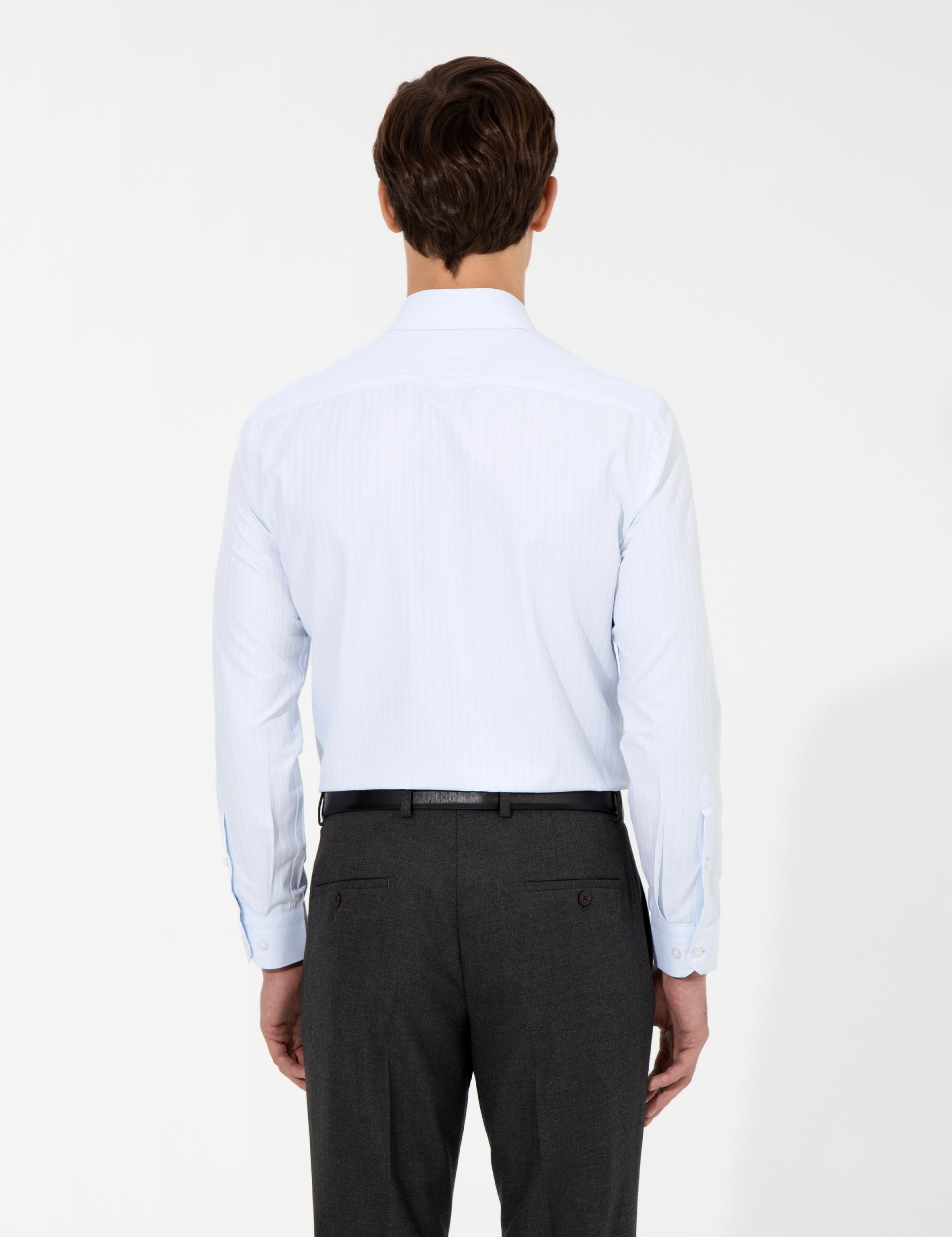 Açık Mavi Slim Fit Armürlü Gömlek