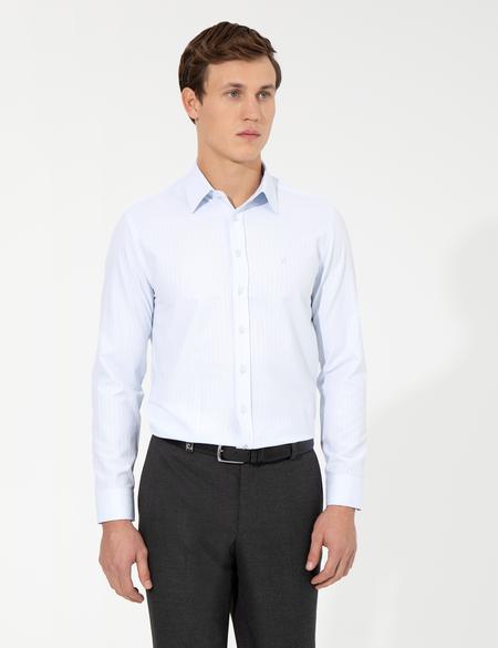 Açık Mavi Slim Fit Armürlü Gömlek - 50260312016
