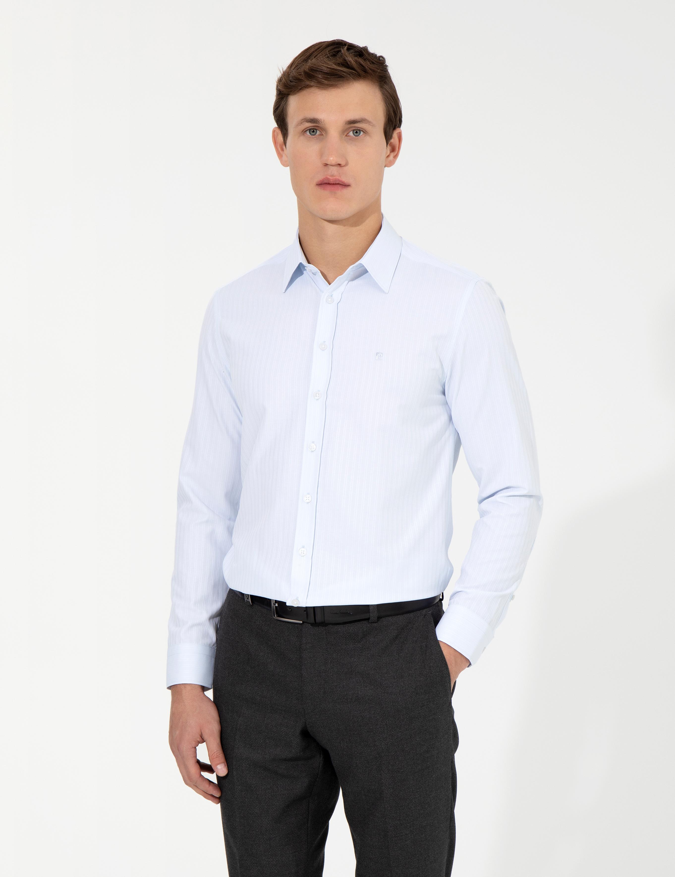 Açık Mavi Slim Fit Armürlü Gömlek