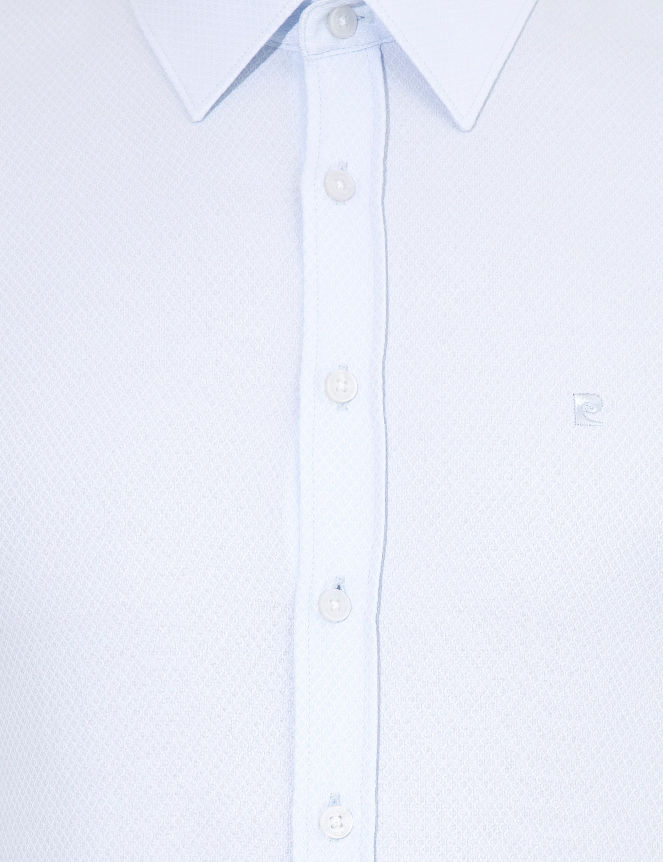 Açık Mavi Slim Fit Armürlü Uzun Kollu Gömlek - Image 6