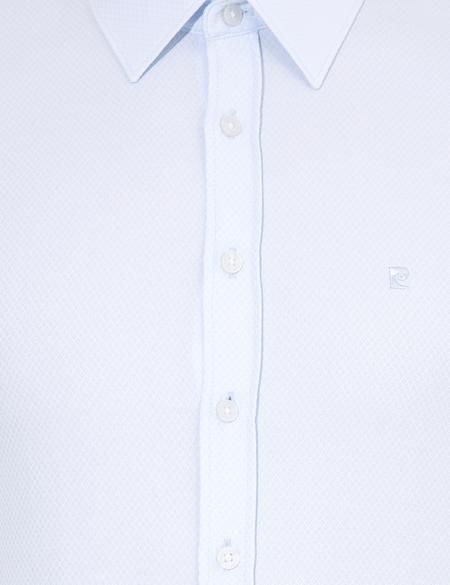 Açık Mavi Slim Fit Armürlü Uzun Kollu Gömlek - 50260297014