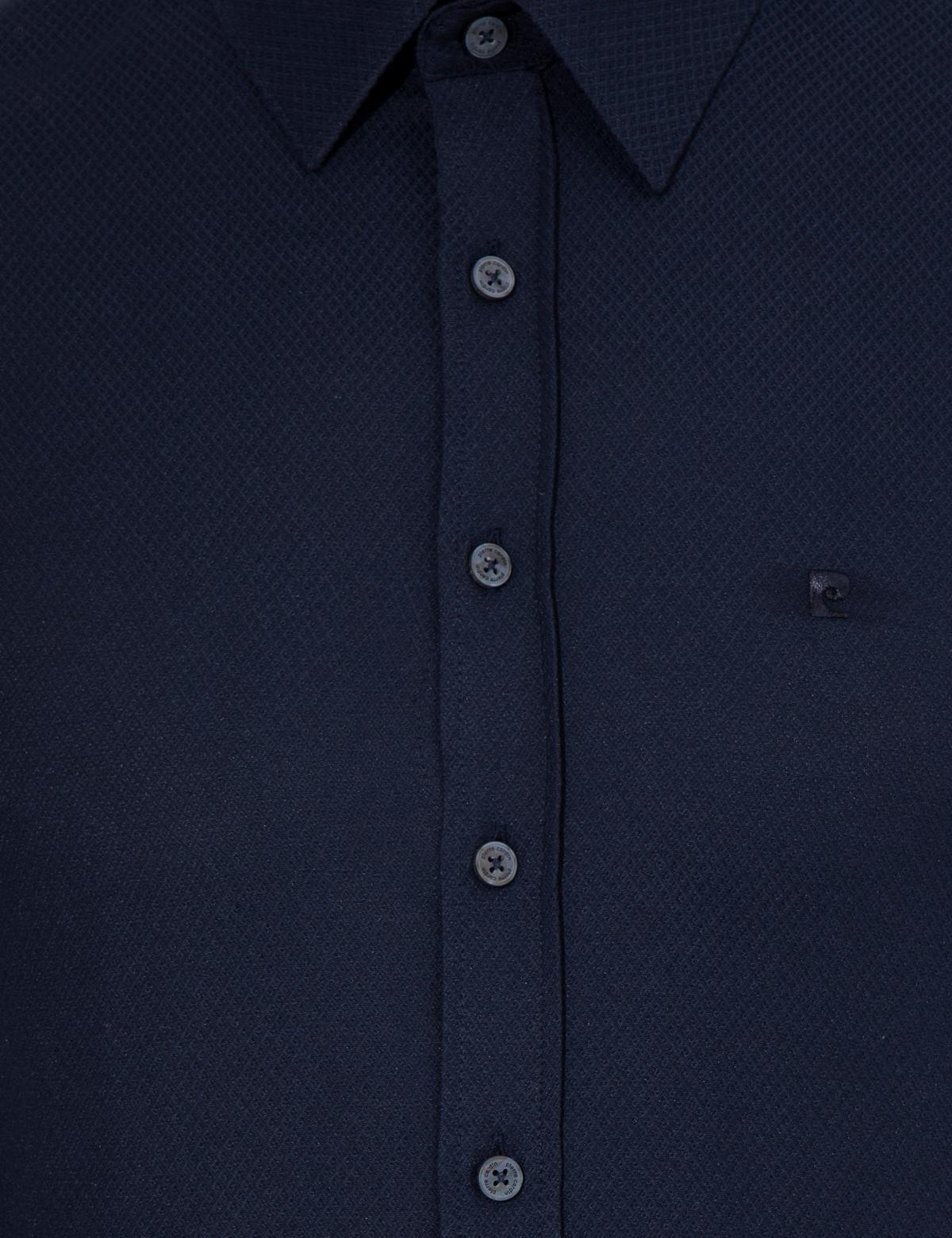 Lacivert Slim Fit Armürlü Uzun Kollu Gömlek - 50260297026