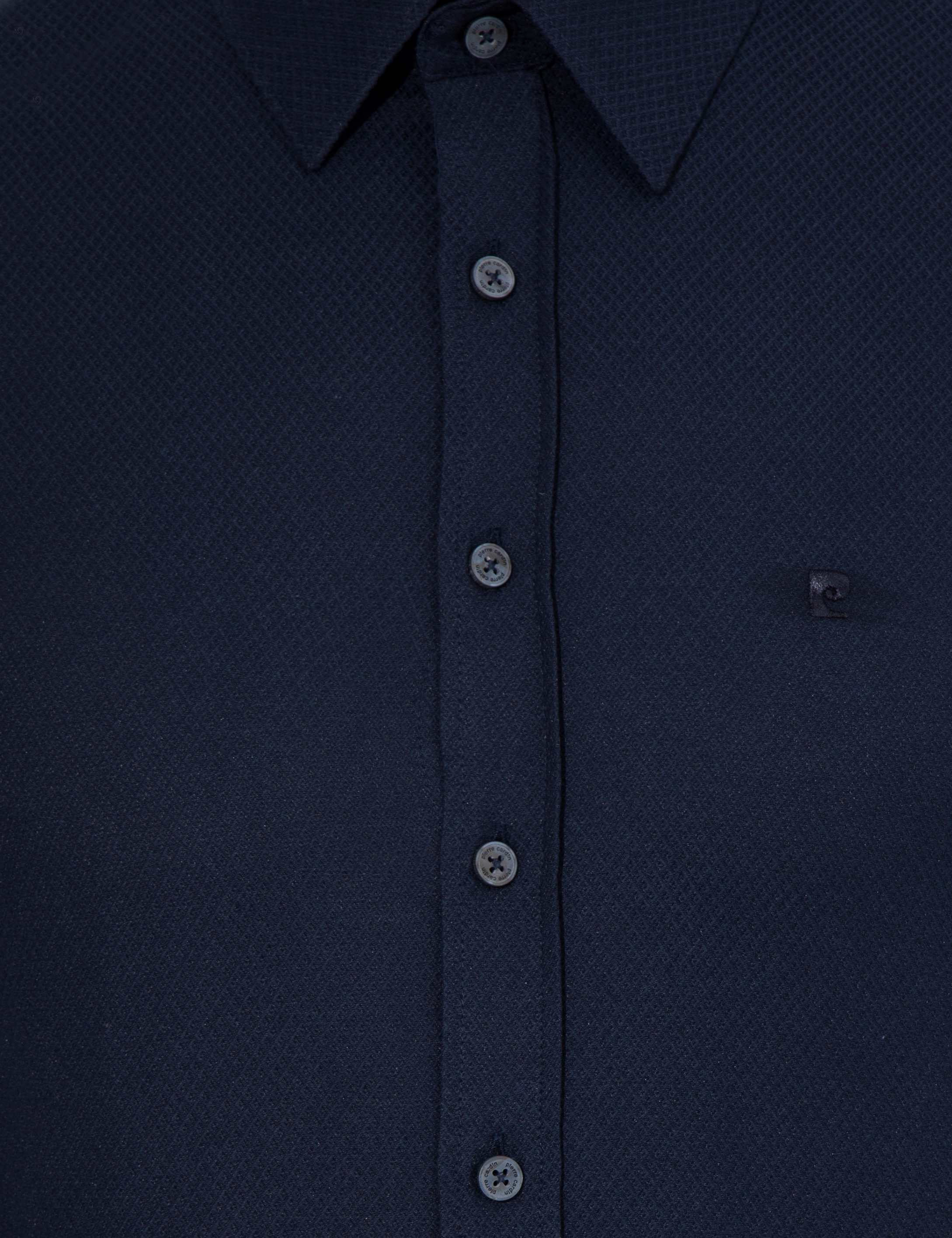 Lacivert Slim Fit Armürlü Uzun Kollu Gömlek - Image 6