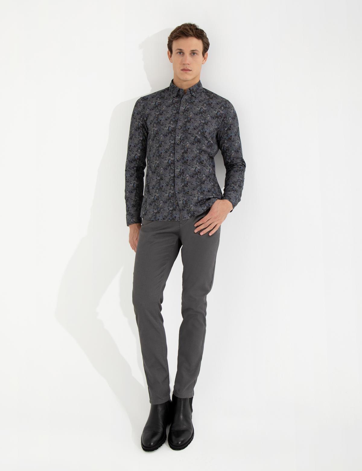 Yeşil Slim Fit Uzun Kollu Gömlek - 50259523009