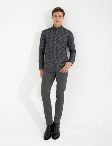 Yeşil Slim Fit Uzun Kollu Gömlek