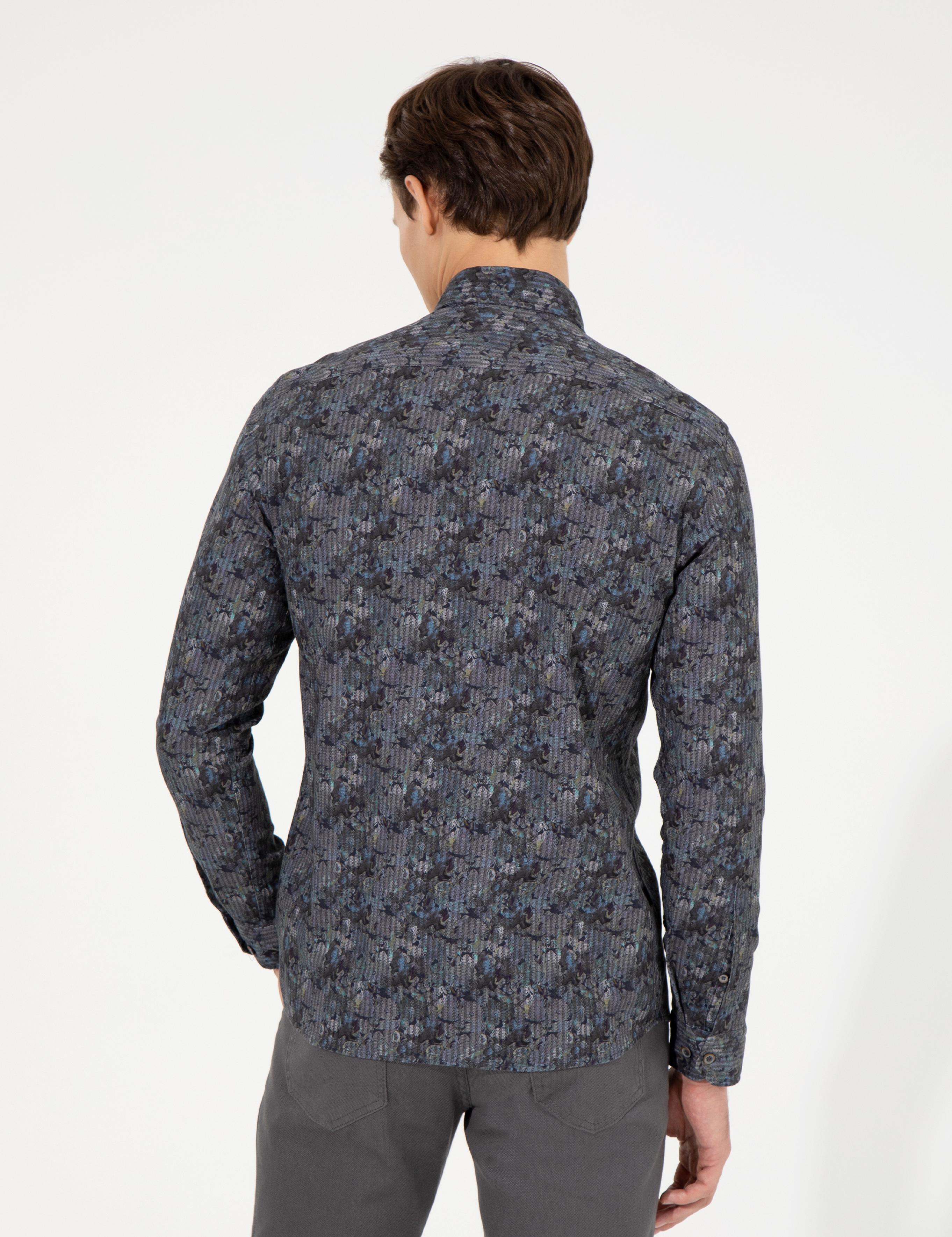 Yeşil Slim Fit Uzun Kollu Gömlek