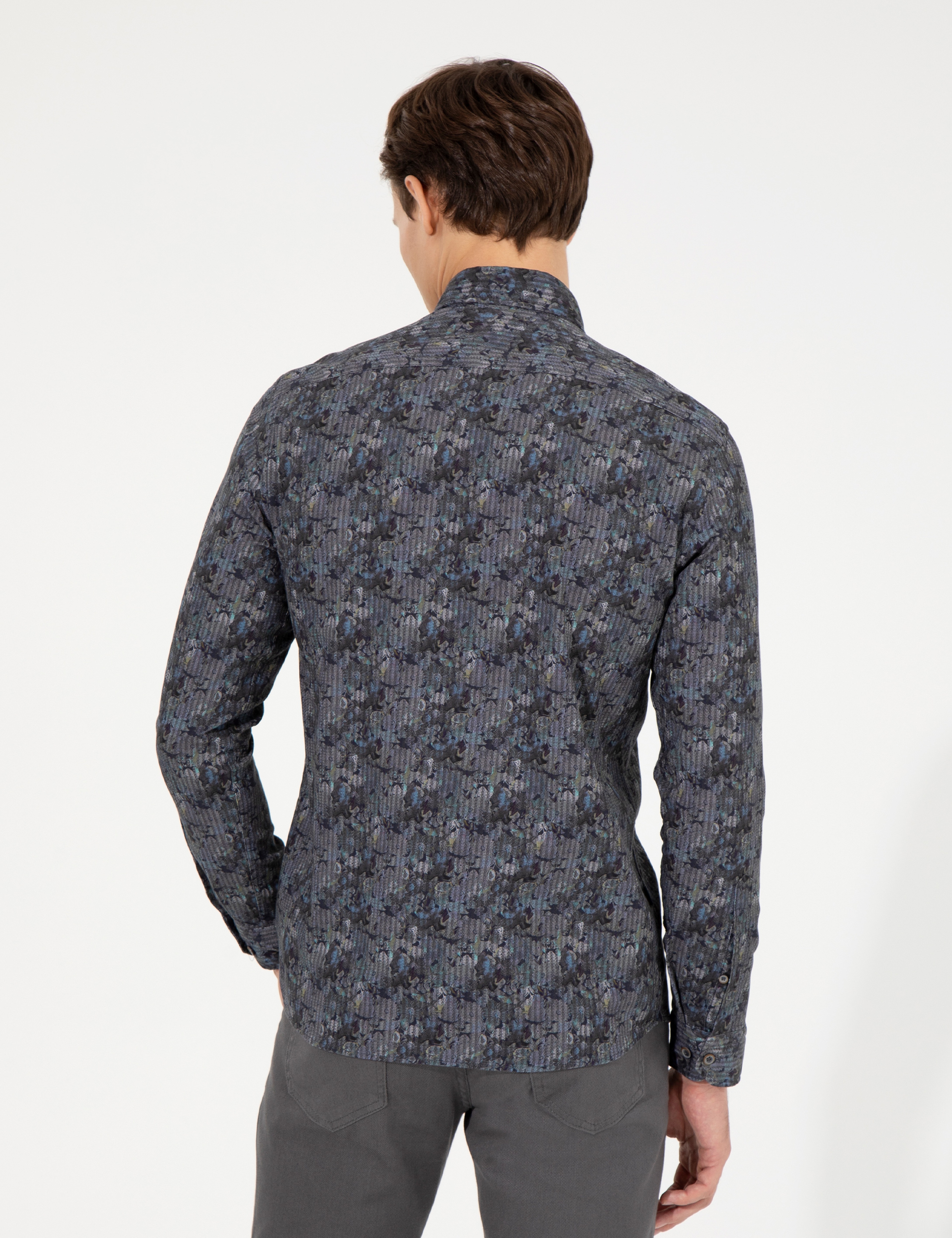 Yeşil Slim Fit Uzun Kollu Gömlek - Image 5