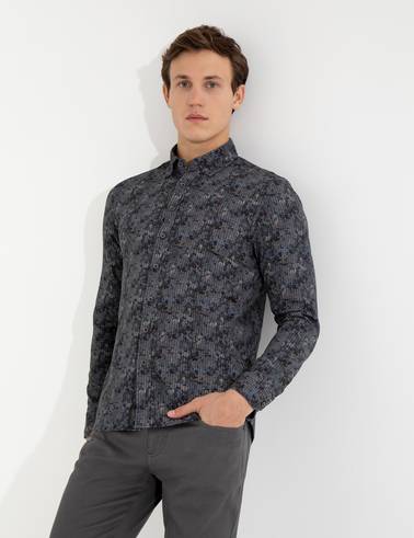 Yeşil Slim Fit Uzun Kollu Gömlek