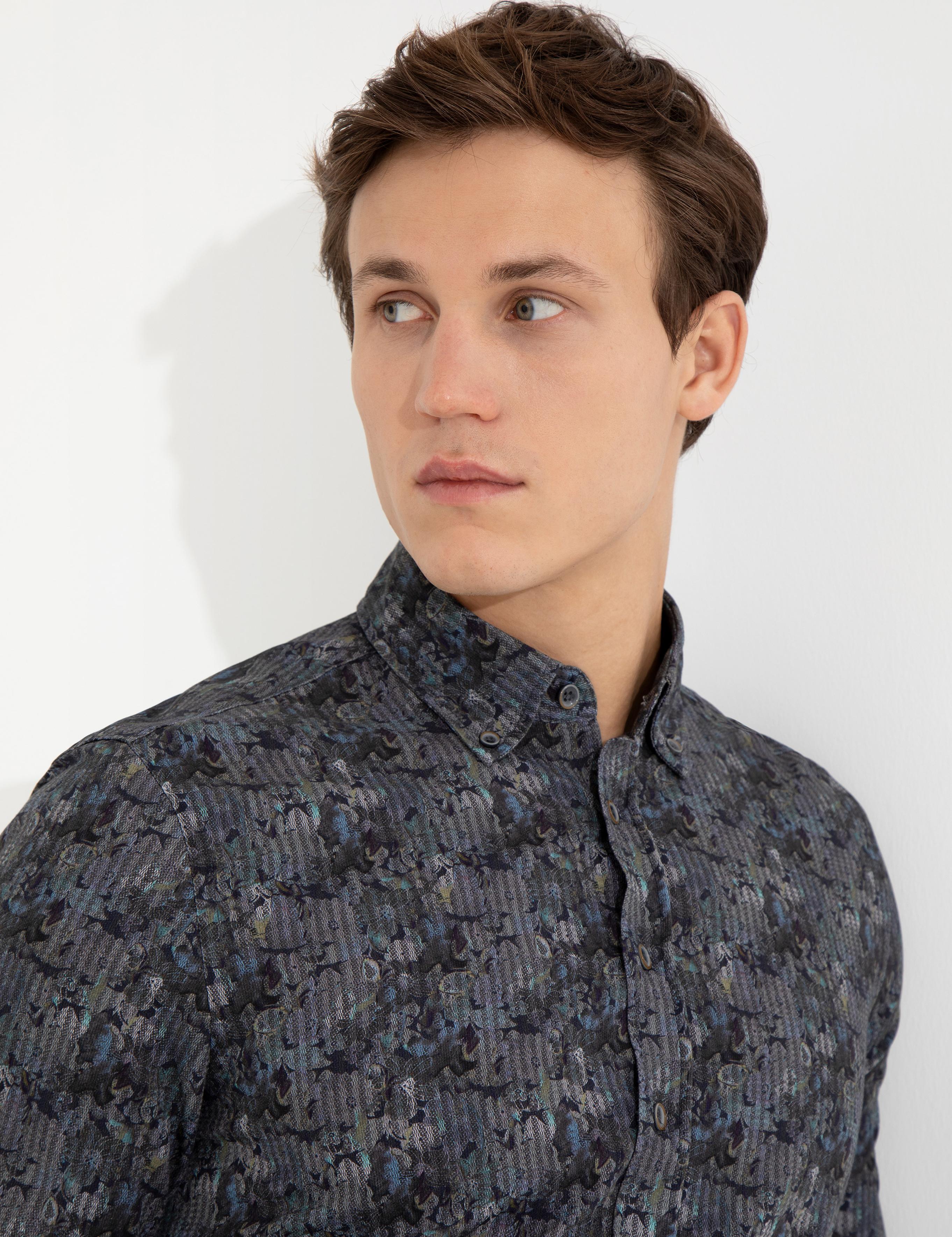 Yeşil Slim Fit Uzun Kollu Gömlek