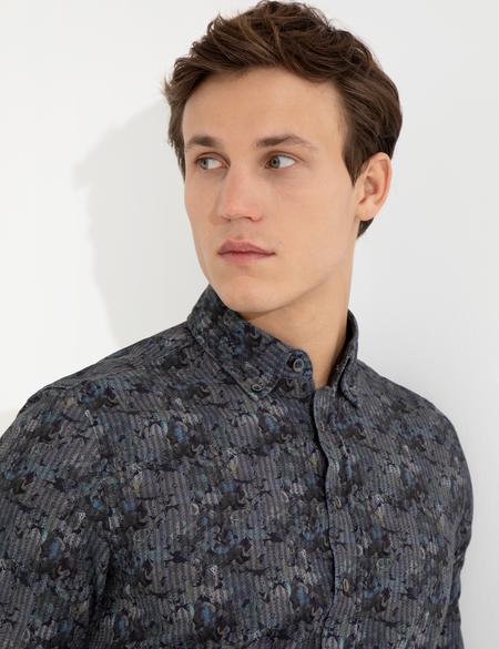 Yeşil Slim Fit Uzun Kollu Gömlek - 50259523009