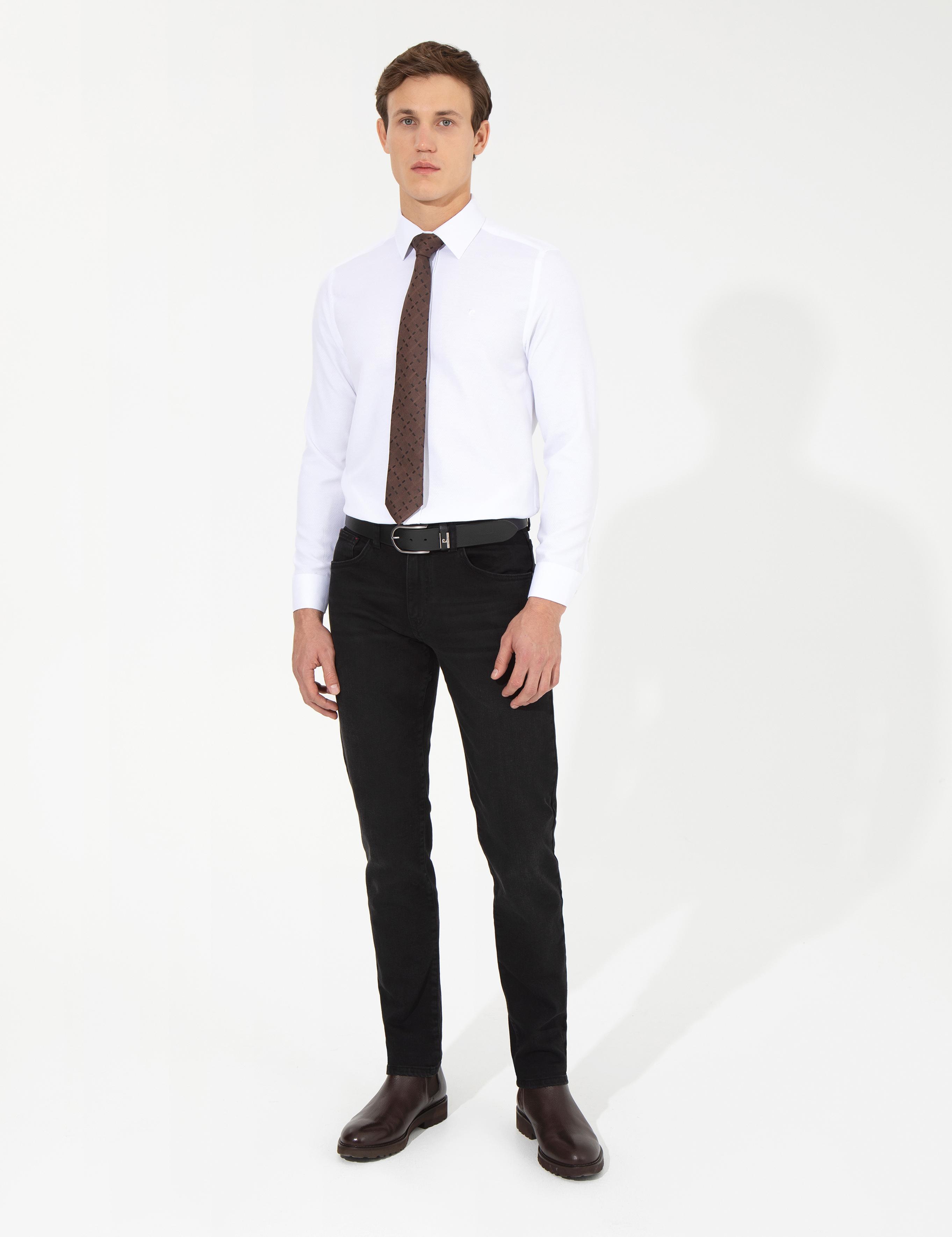 Siyah Straight Fit Jean Pantolon