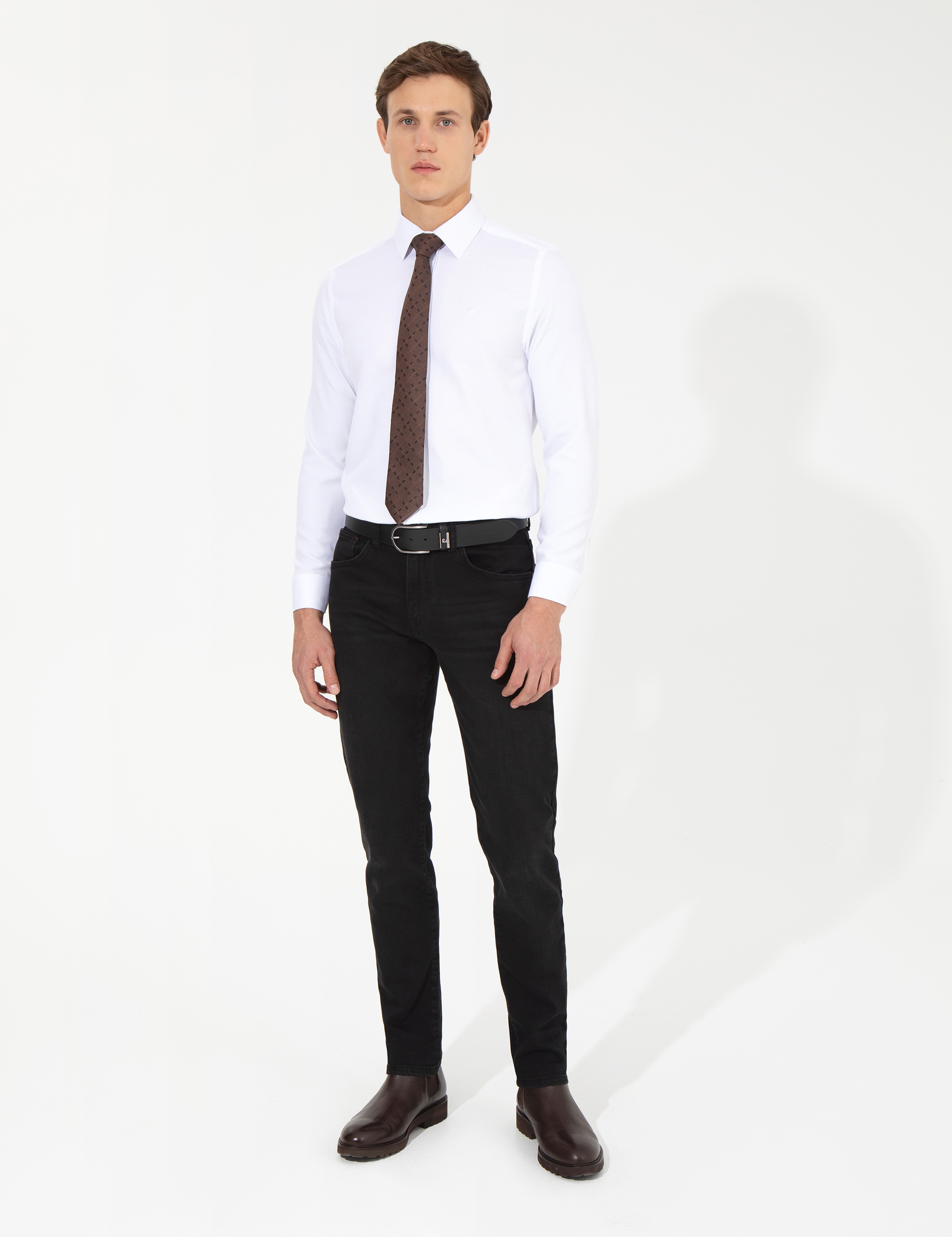 Siyah Straight Fit Jean Pantolon - Image 3