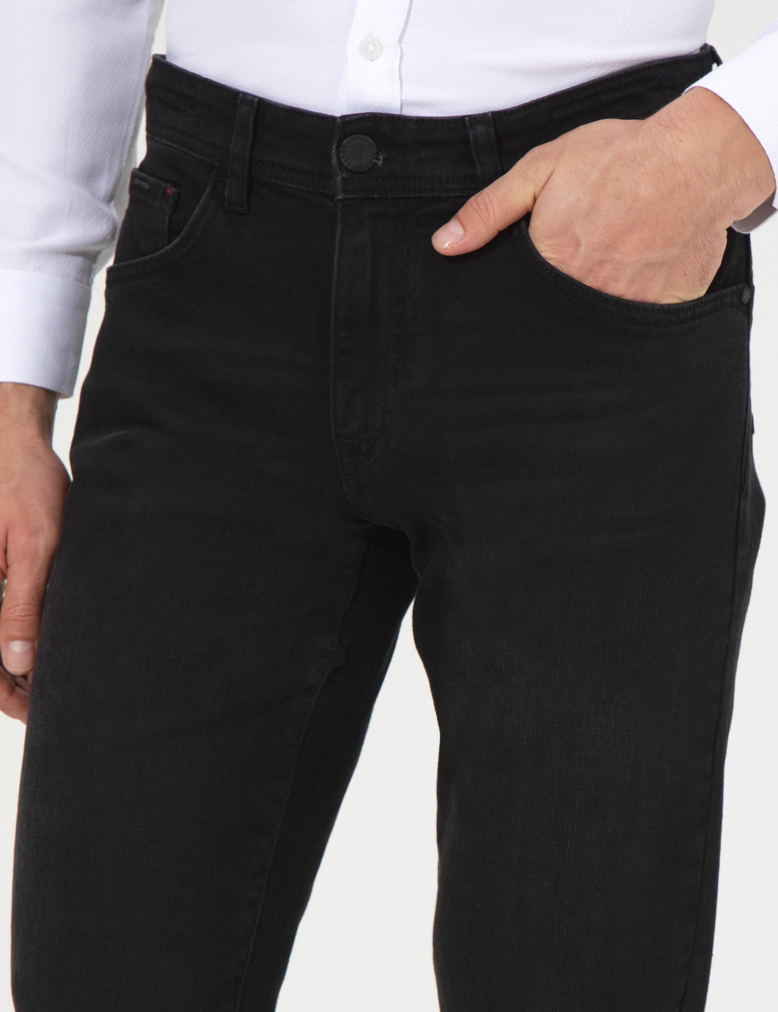 Siyah Straight Fit Jean Pantolon