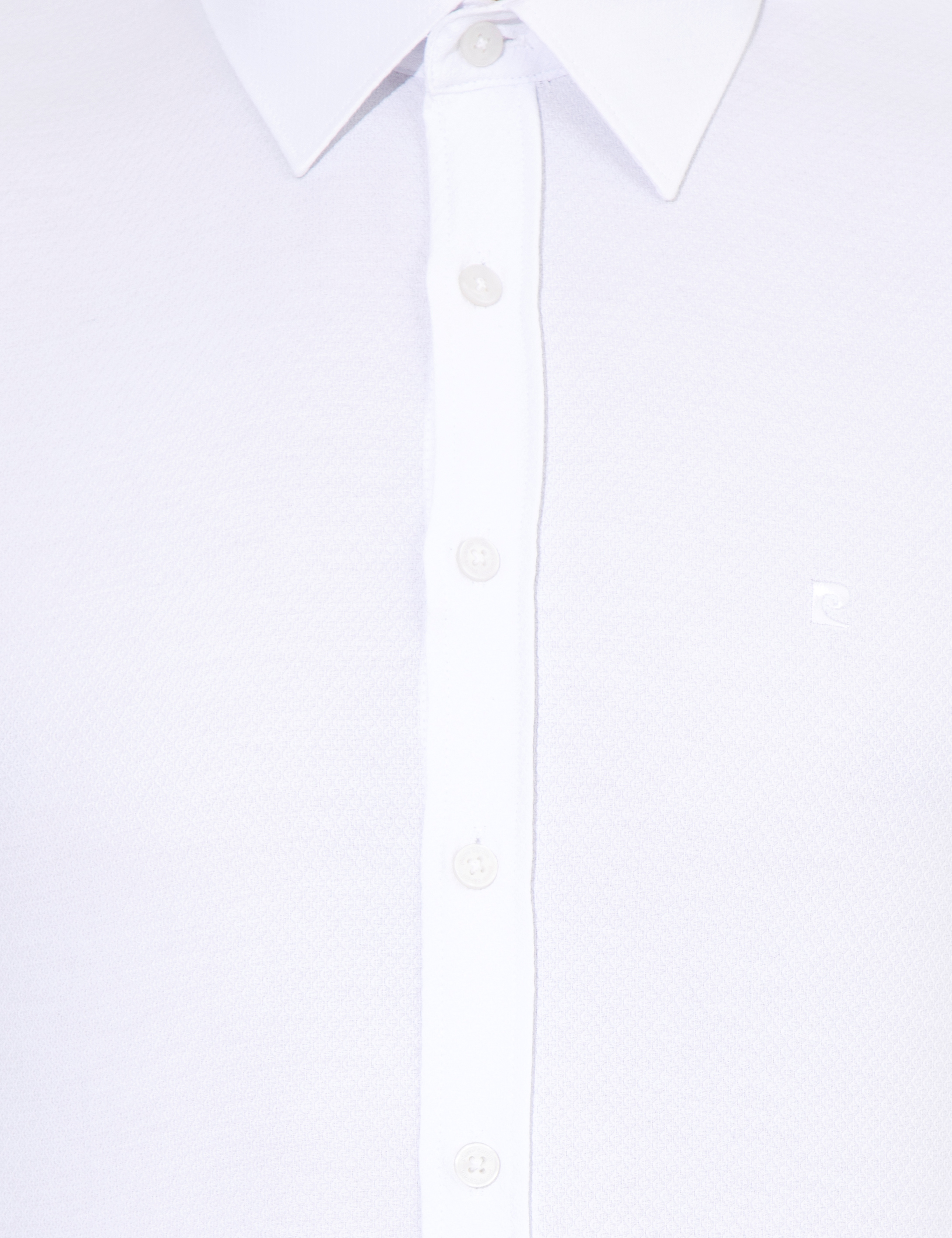 Beyaz Slim Fit Armürlü Uzun Kollu Gömlek - Image 6