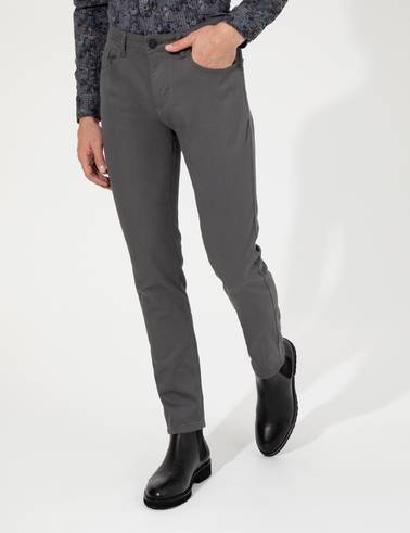 Koyu Gri Slim Fit Kanvas Pantolon