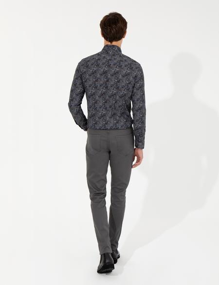 Koyu Gri Slim Fit Kanvas Pantolon - 50255173213