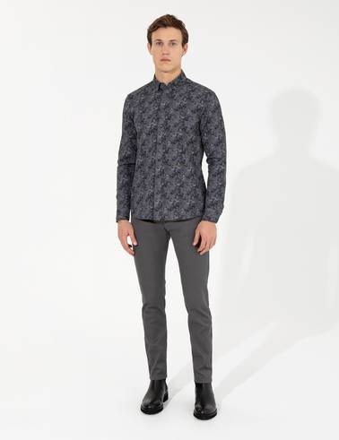 Koyu Gri Slim Fit Kanvas Pantolon